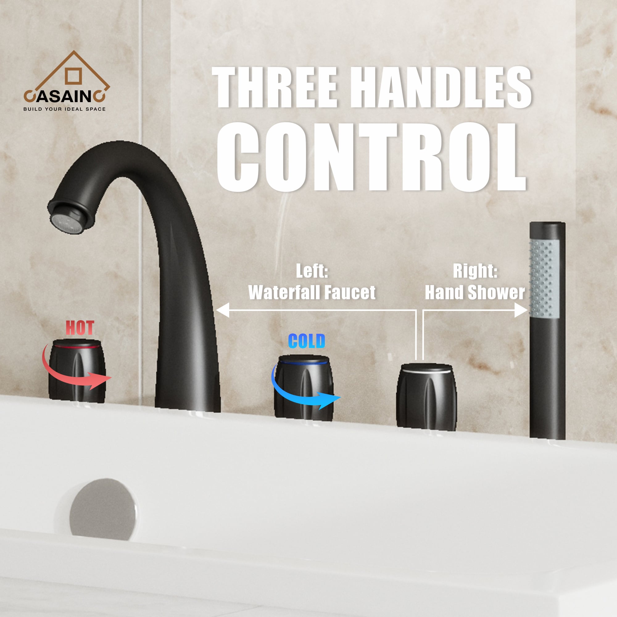 CASAINC KCLT0056-BN Roman-Tub-Faucets - View #8