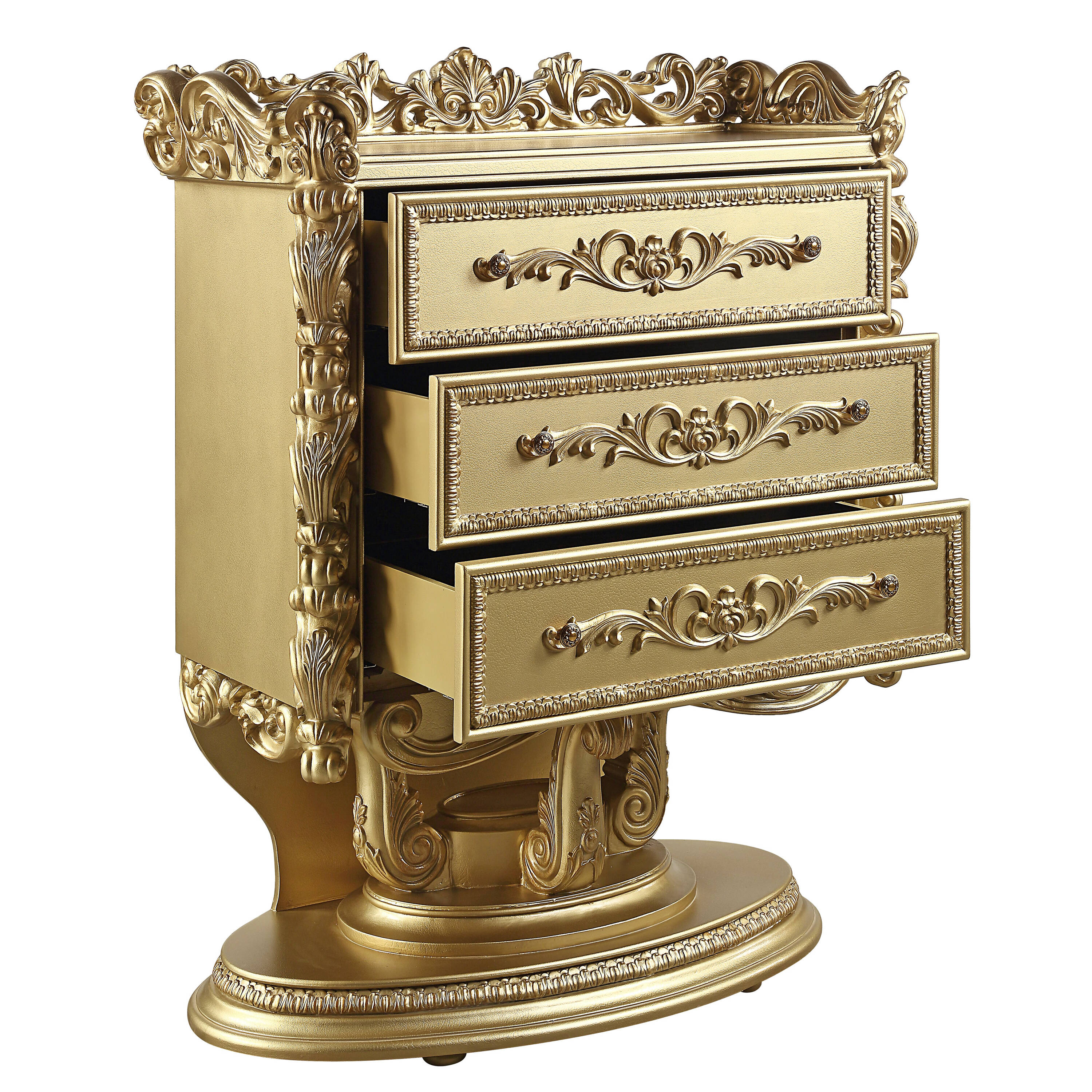 Bernadette Gold Finish Rococo Style Chest with Felt Lined Drawers
