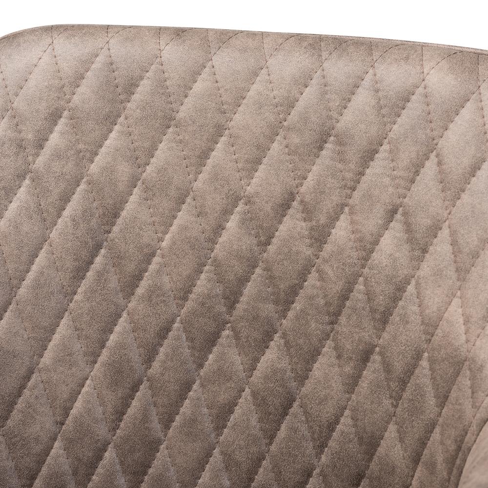 Set of 2 Gray and Brown Quilted Metal Dining Chairs