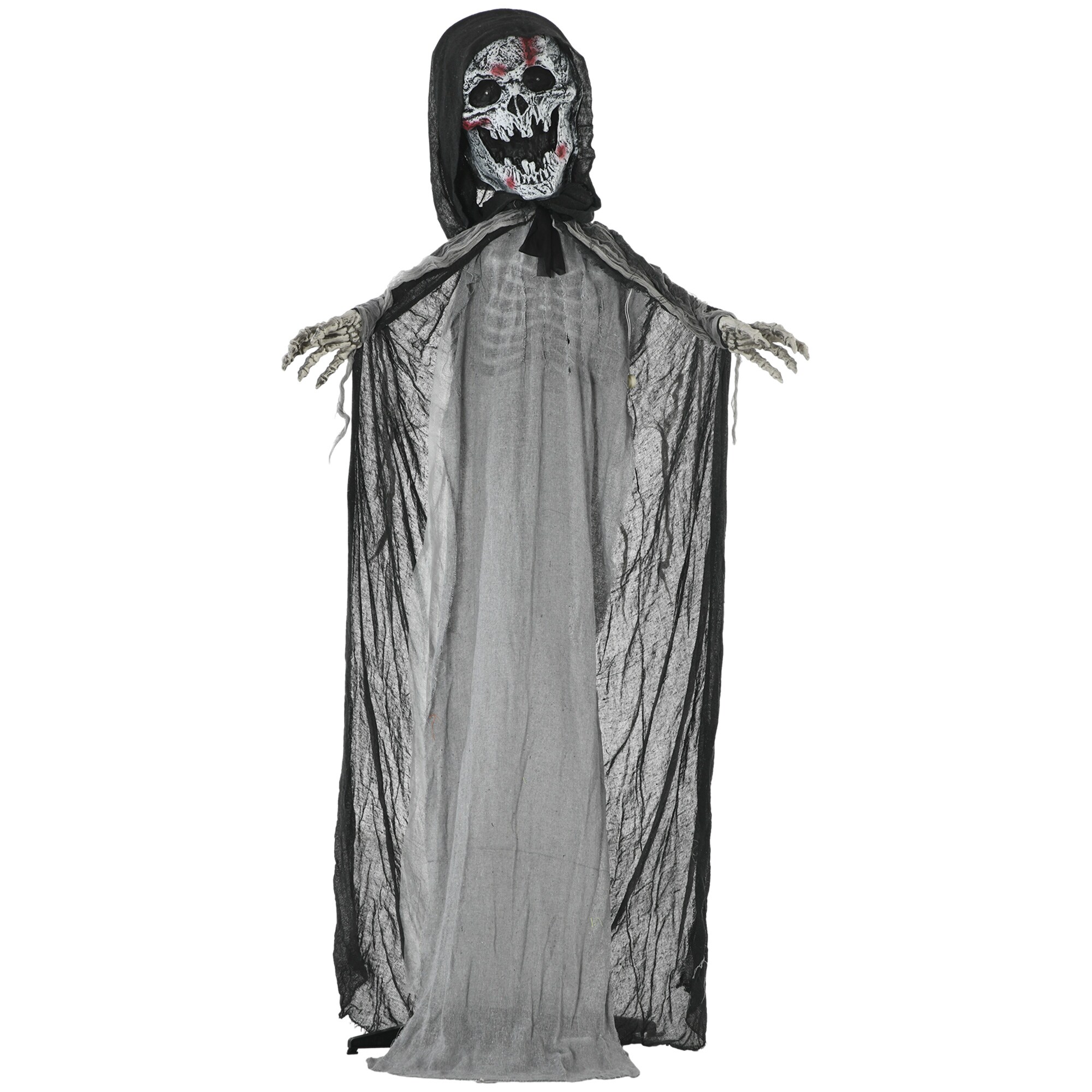 GLANZEND  6.17-ft H Outdoor Halloween Skeleton Witch Decoration Skeleton Witch Animated Prop LED Yard Decor for Garden Lawn Patio Porch Party Holiday Motion and Sound Activated