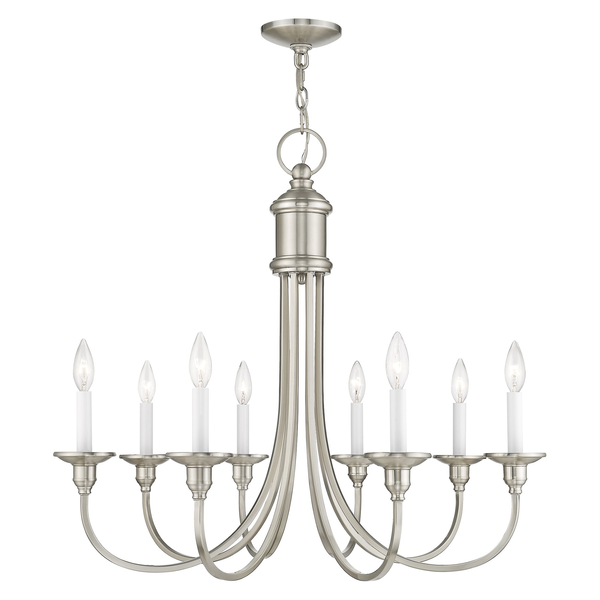 Elegant Brushed Nickel 8-Light Candelabra Chandelier