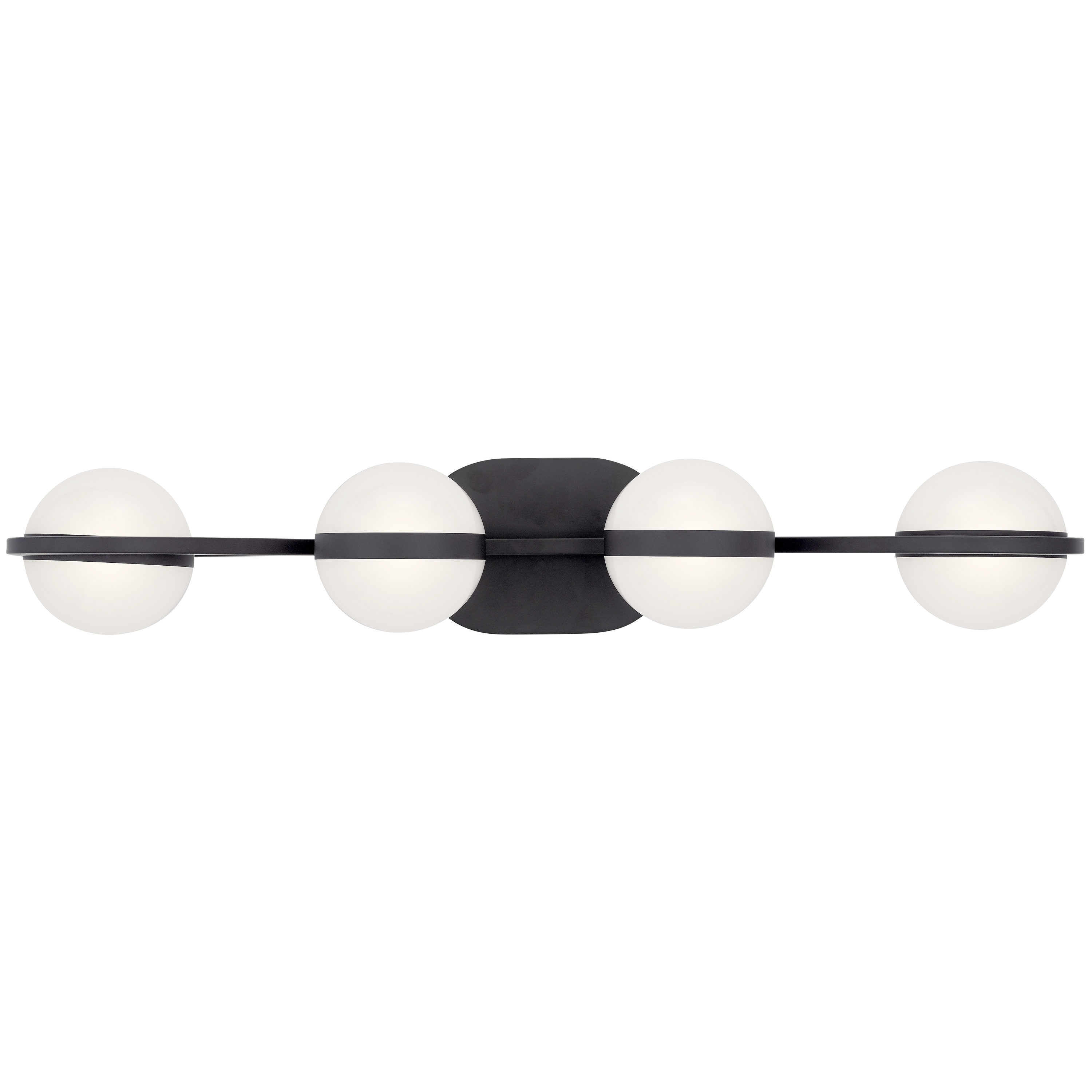 Brettin Matte Black 4-Light LED Bathroom Vanity with White Acrylic Shade