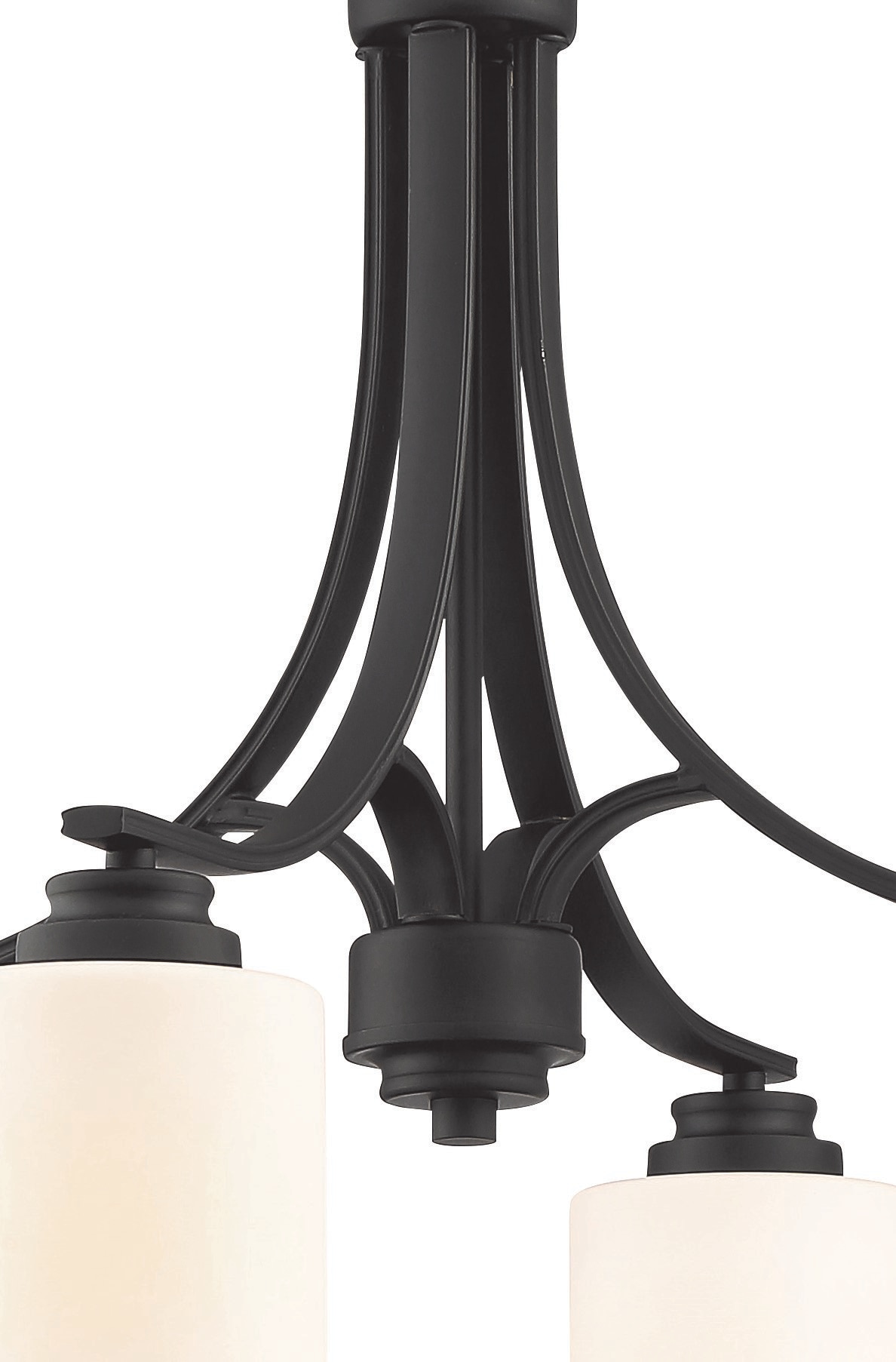 Flat Black and Clear Seeded Glass 4-Light Chandelier