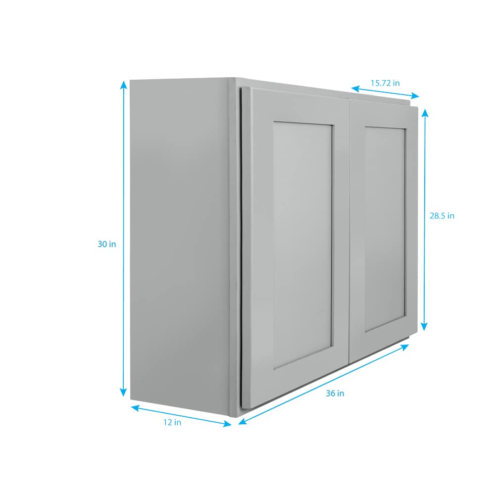 RELIABILT Overlake 24-in W x 30-in H x 12-in D Gray Wall Ready To Assemble Plywood Cabinet (Recessed Panel Shaker Door Style)