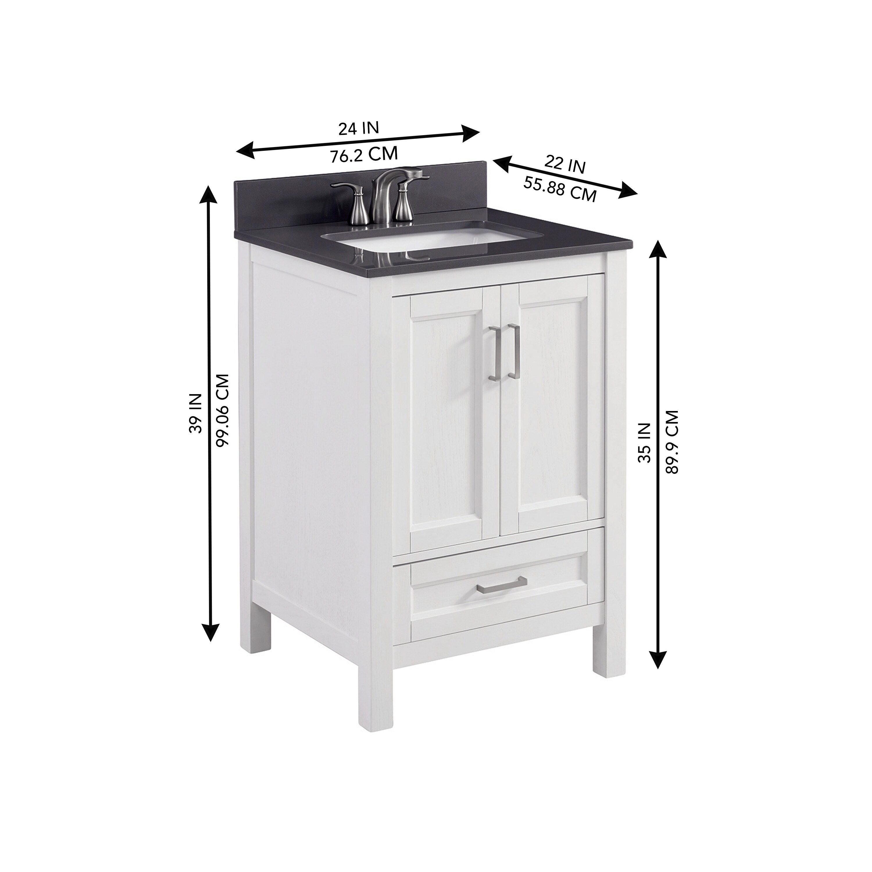 Durham 24-in White Oak Undermount Single Sink Bathroom Vanity with Gray ...