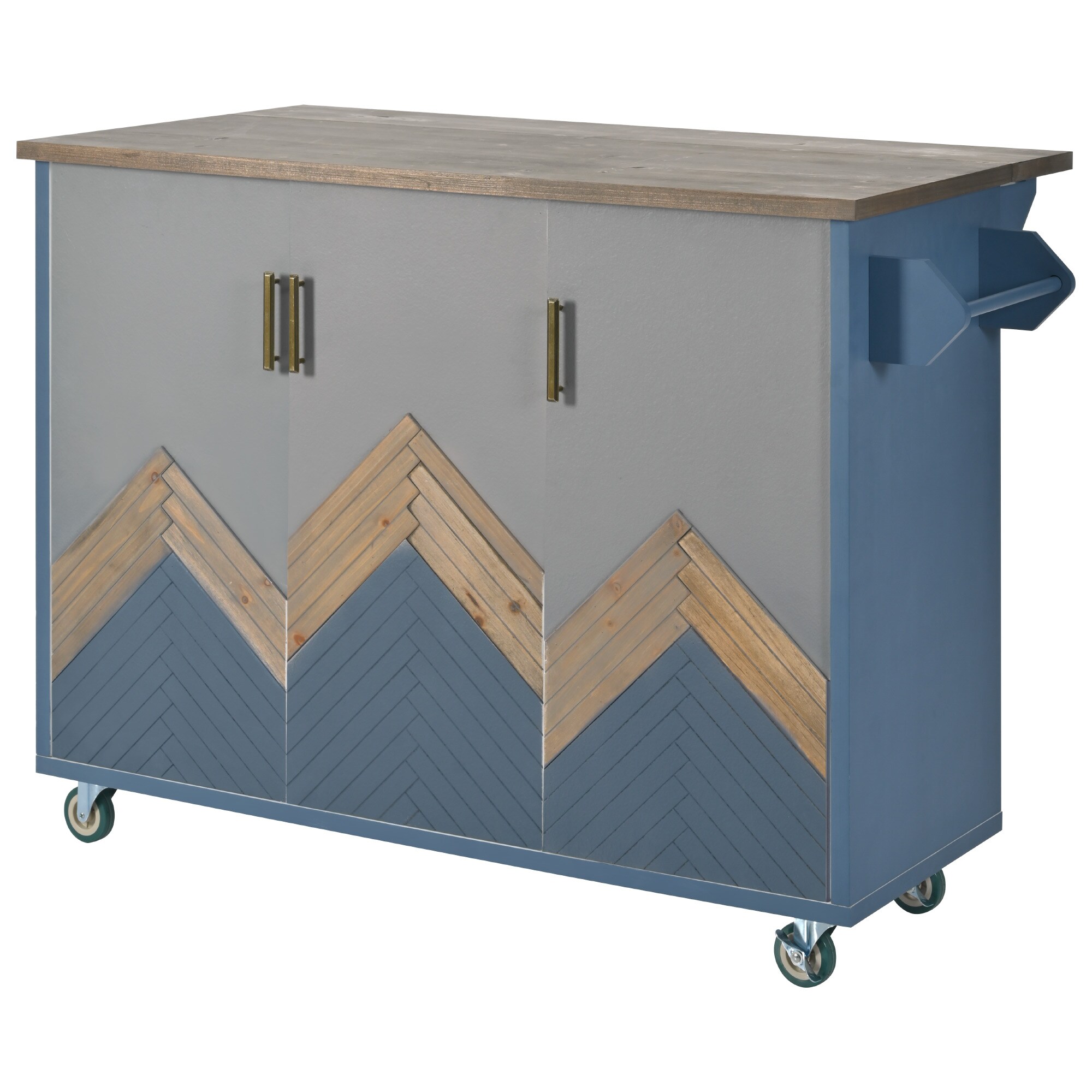 Runesay White Mdf Base with Mdf Wood Top Rolling Kitchen Island (25.7-in x 51.57-in x 36.7-in)