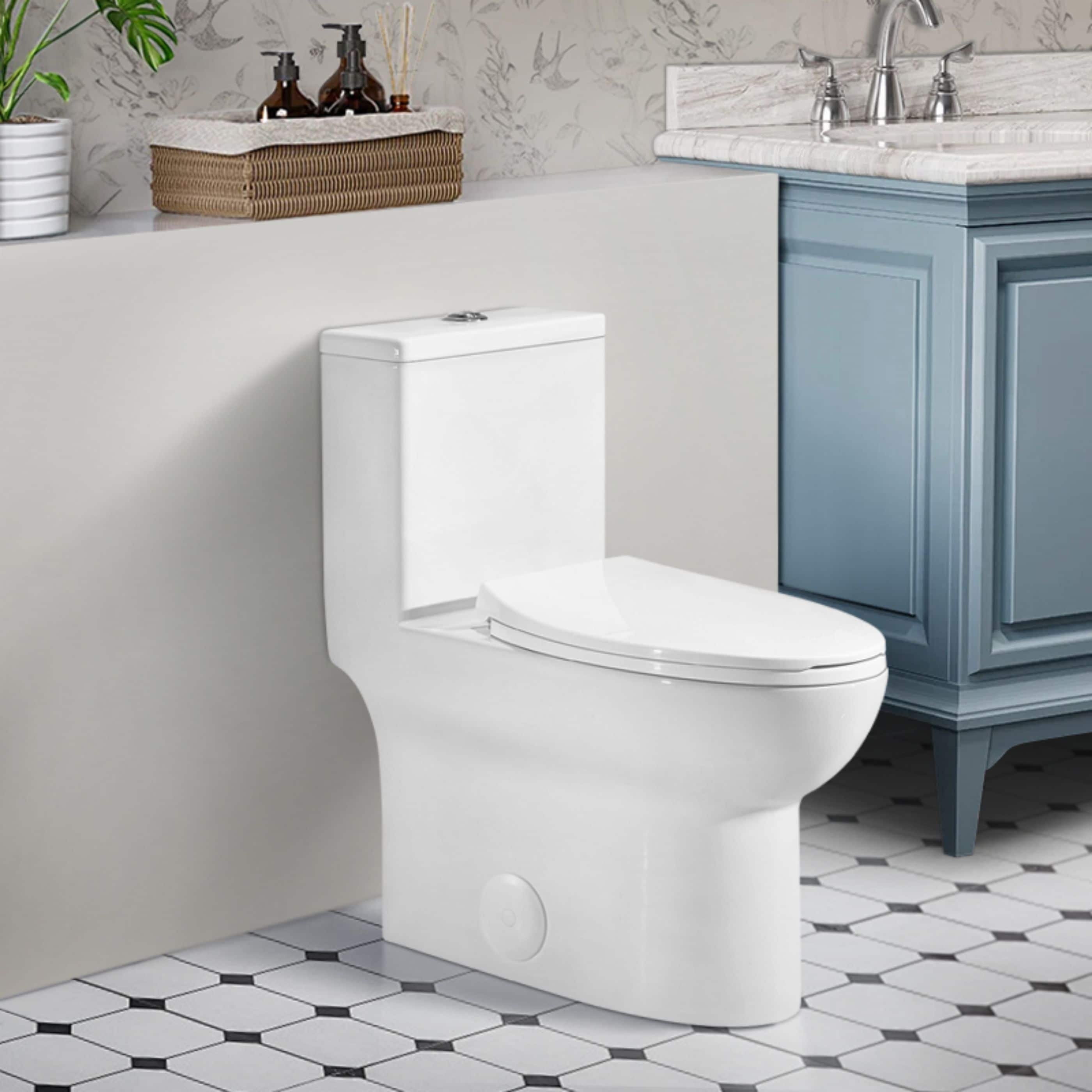 WELLFOR QPZ-PB24739 TL White Elongated Standard height 12-in Rough-In WaterSense 1.6 GPF Dual Slow Close Feature 1-piece Toilet