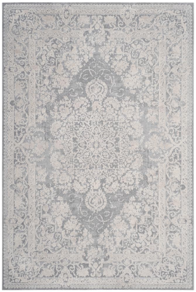 Kinsley Light Grey and Cream Hand-Knotted Synthetic Area Rug