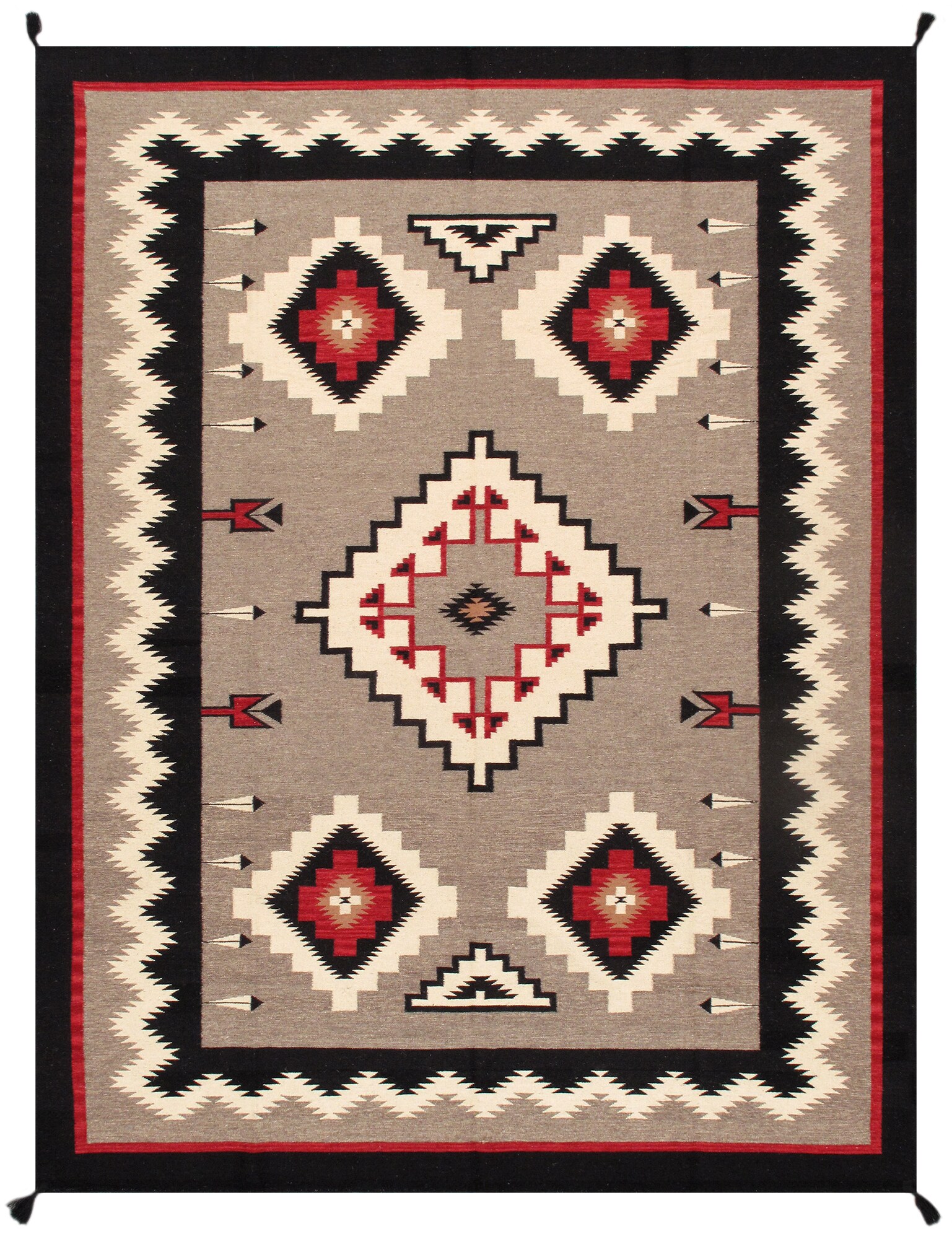 Pasargad Home PNT-97 9X12 Navajo Style 9 X 12 (ft) Wool Brown Indoor Area Rug
