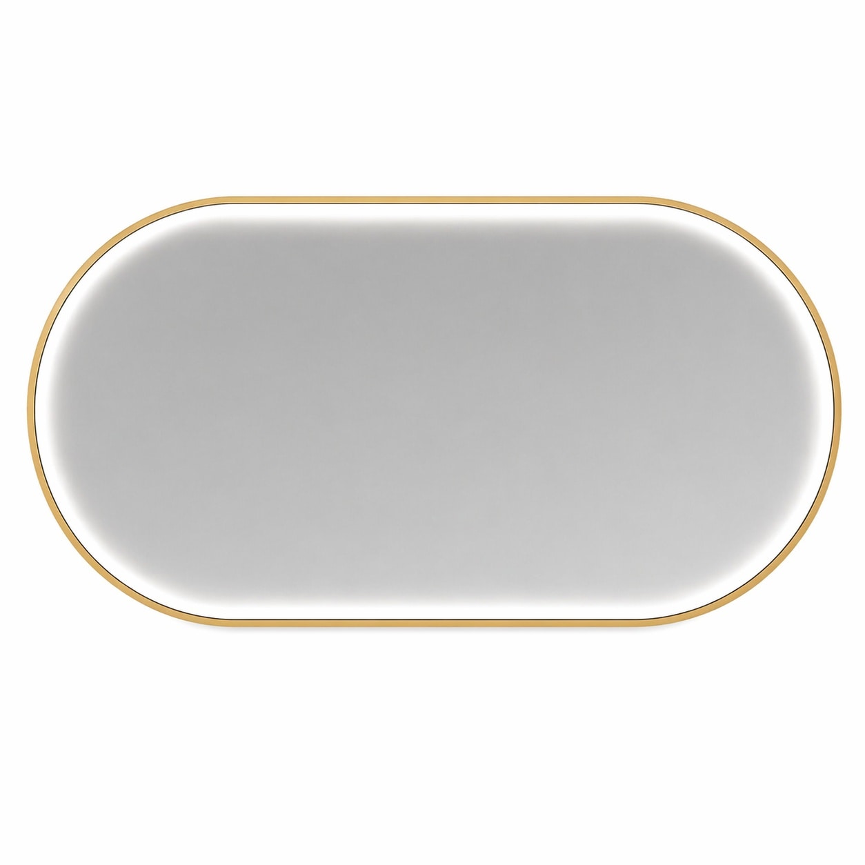 Aoibox  48 in H x 24 in W Gold Oval Frameless LED Lighted Wall Vanity Mirror with Anti Fog and 3 Color Dimmable Light