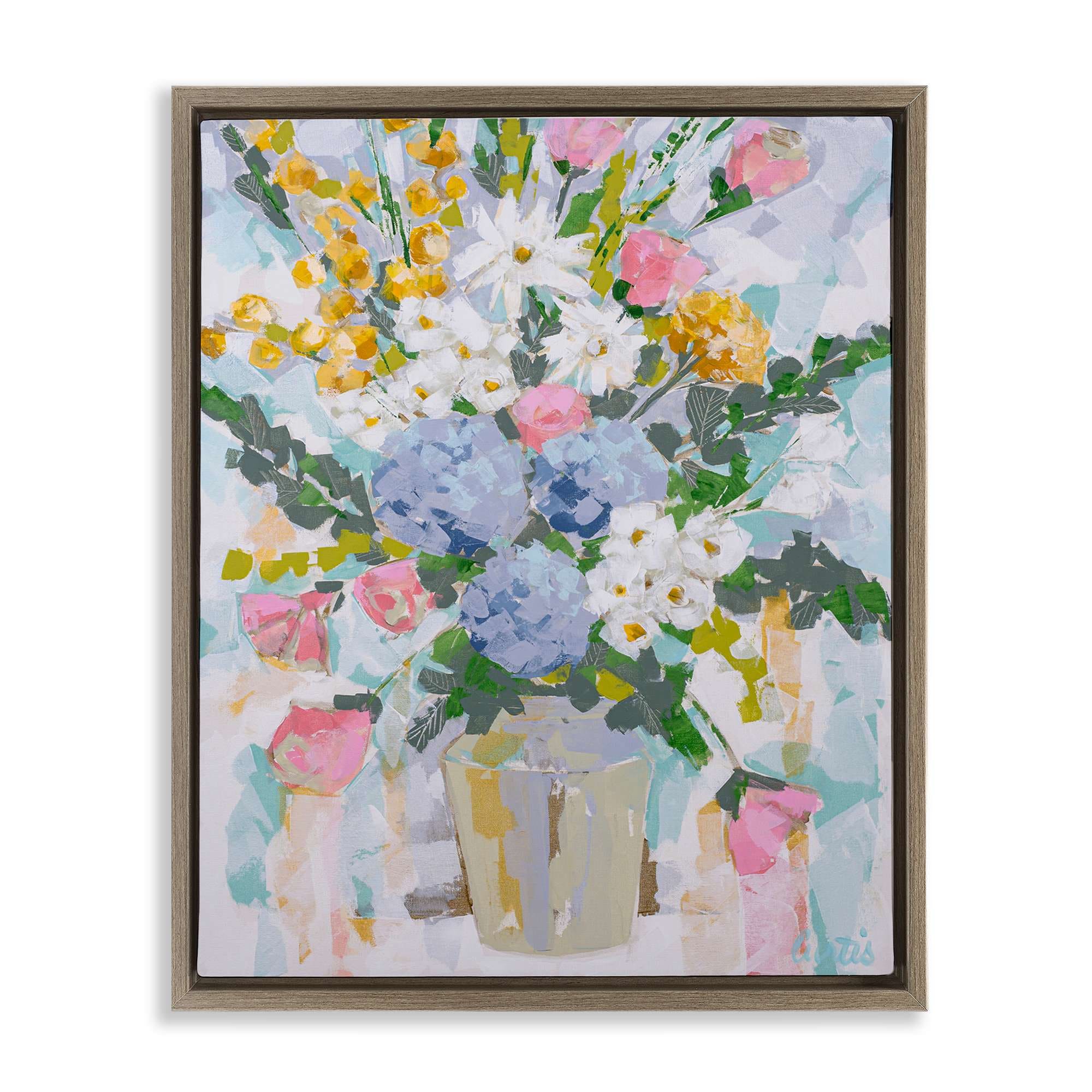 Stupell Industries BS-790-FFE-16X20 Pastel Abstract Bouquet Floating Frame design by Joan Curtis