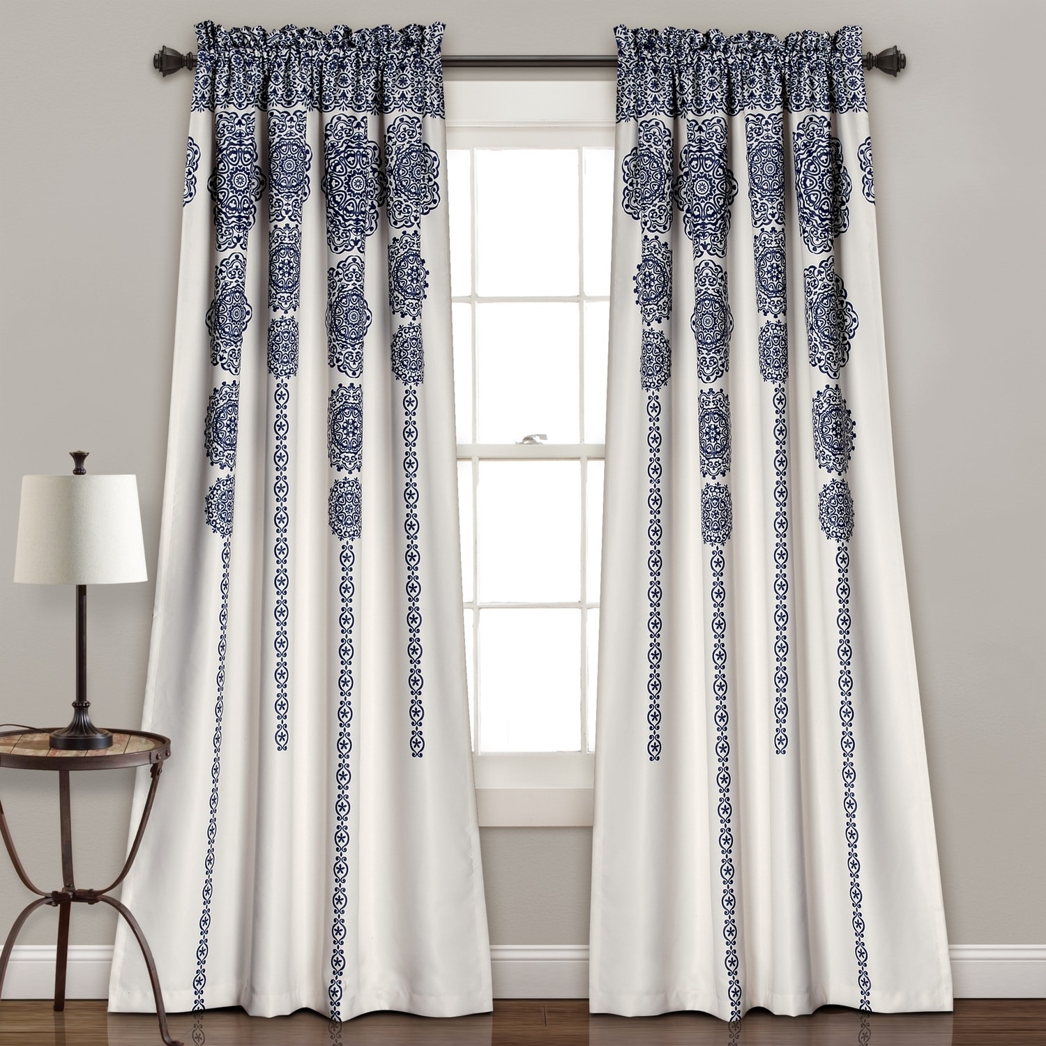 Lush Decor 16T000852 84-Inches Navy Light filtering Rod pocket Curtain panel pair