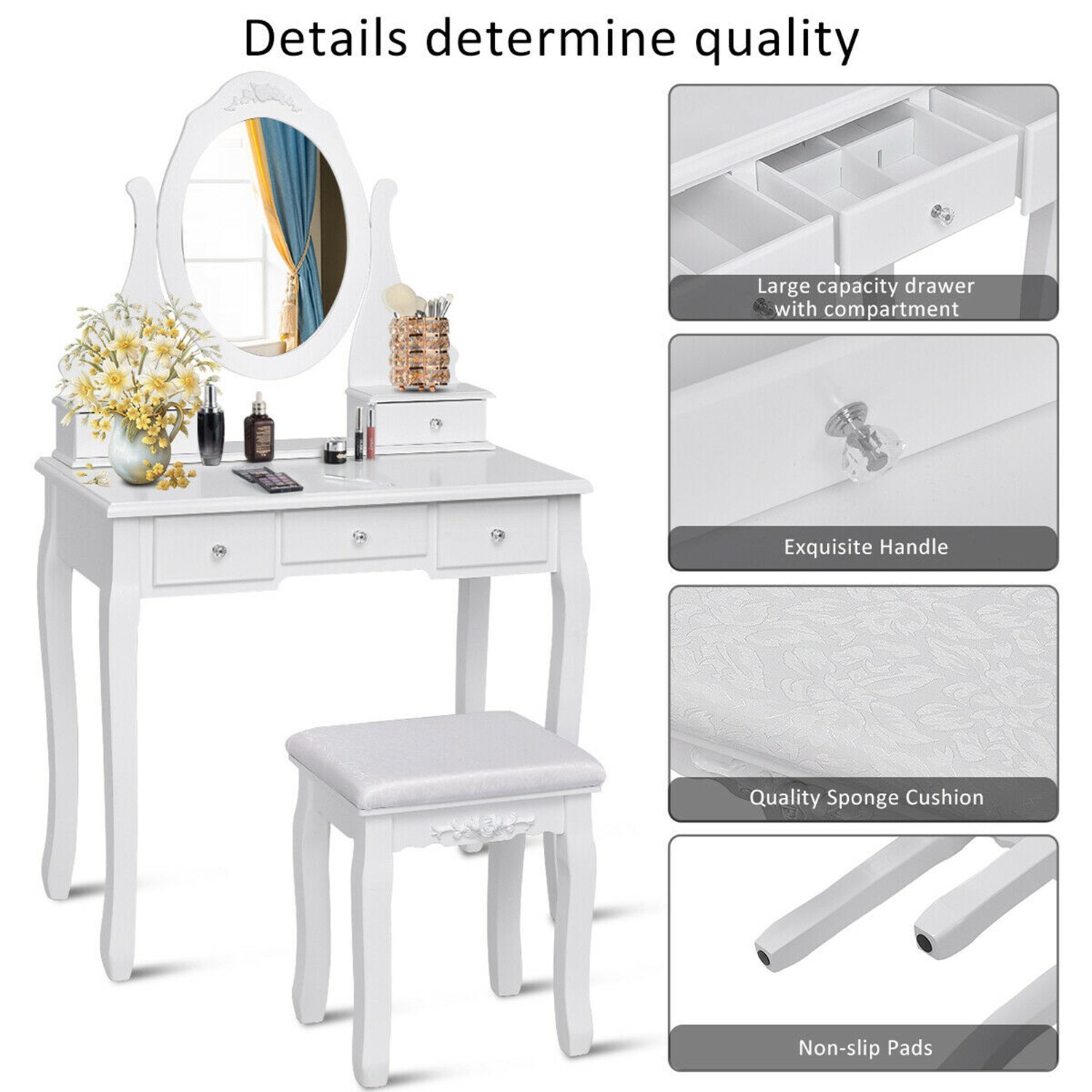 Costway CSHY001334 Bedroom-Vanities - View #7