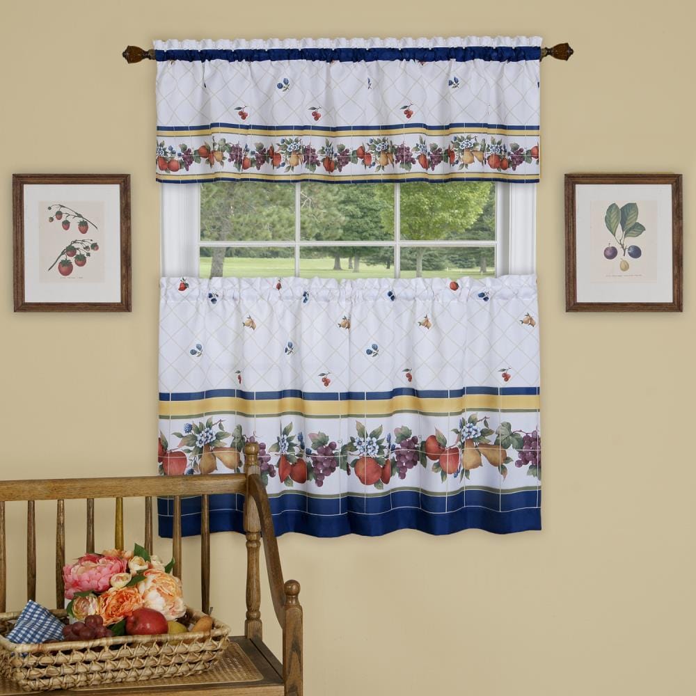 Achim FTTV36FB12 Fruity Tiles 36-in Multi Polyester Rod Pocket Valance and Tier Set