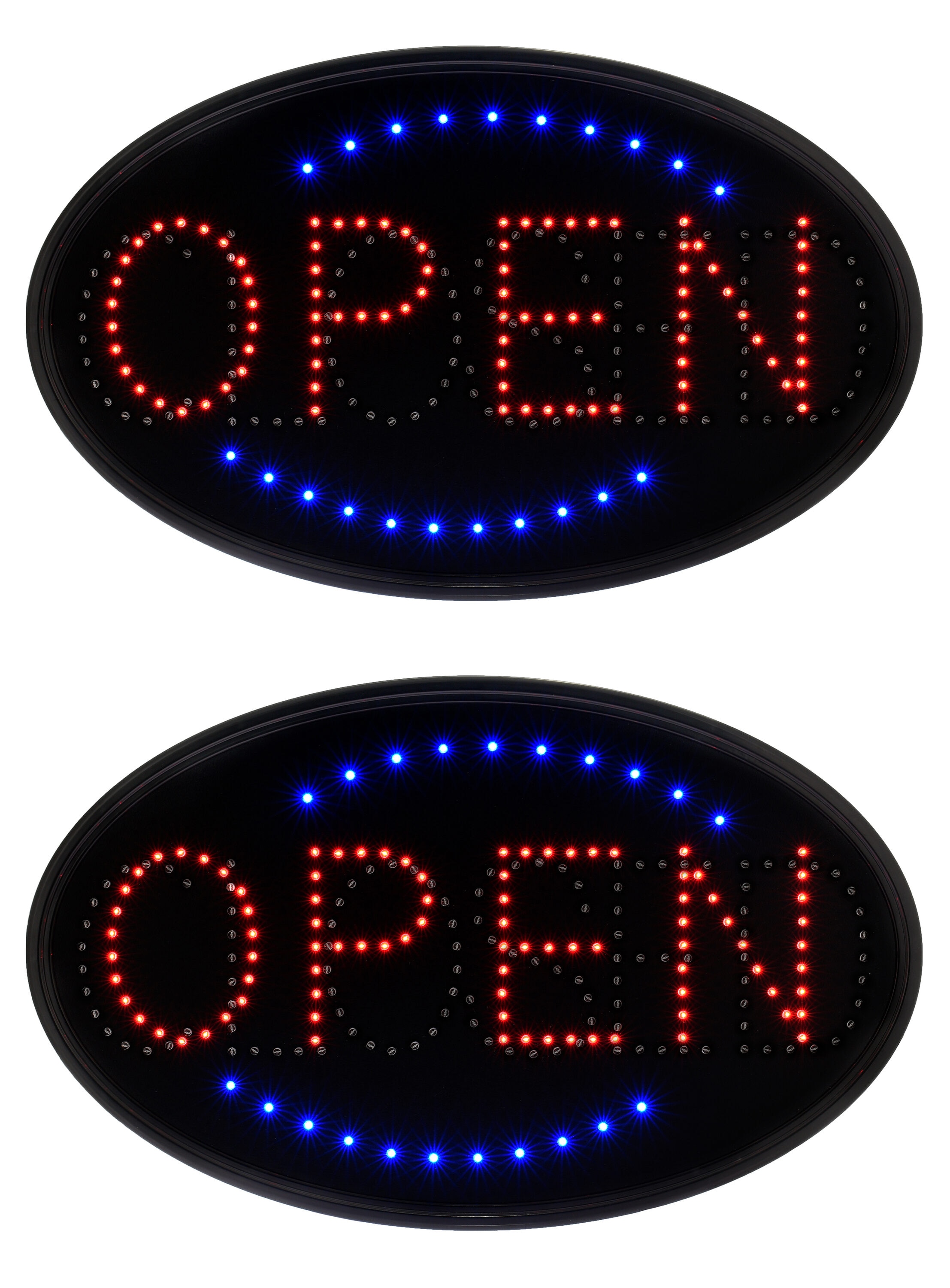 Alpine Industries 497-09-2PK 2-Pack Open Closed Bright Oval Open Lighted Sign 18.9-in Multi-function LED Open Lighted Sign