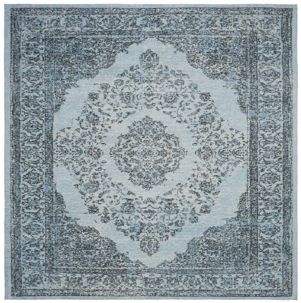 Safavieh CLV121C-6SQ Classic Vintage Bornez 6 x 6 (ft) Loomed Cotton Blue Square Indoor Distressed/Overdyed Vintage Area rug