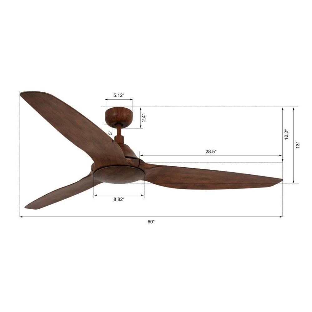 Lucci Air Type A 60-in Dark Koa Indoor Ceiling Fan Light Kit Compatible ...