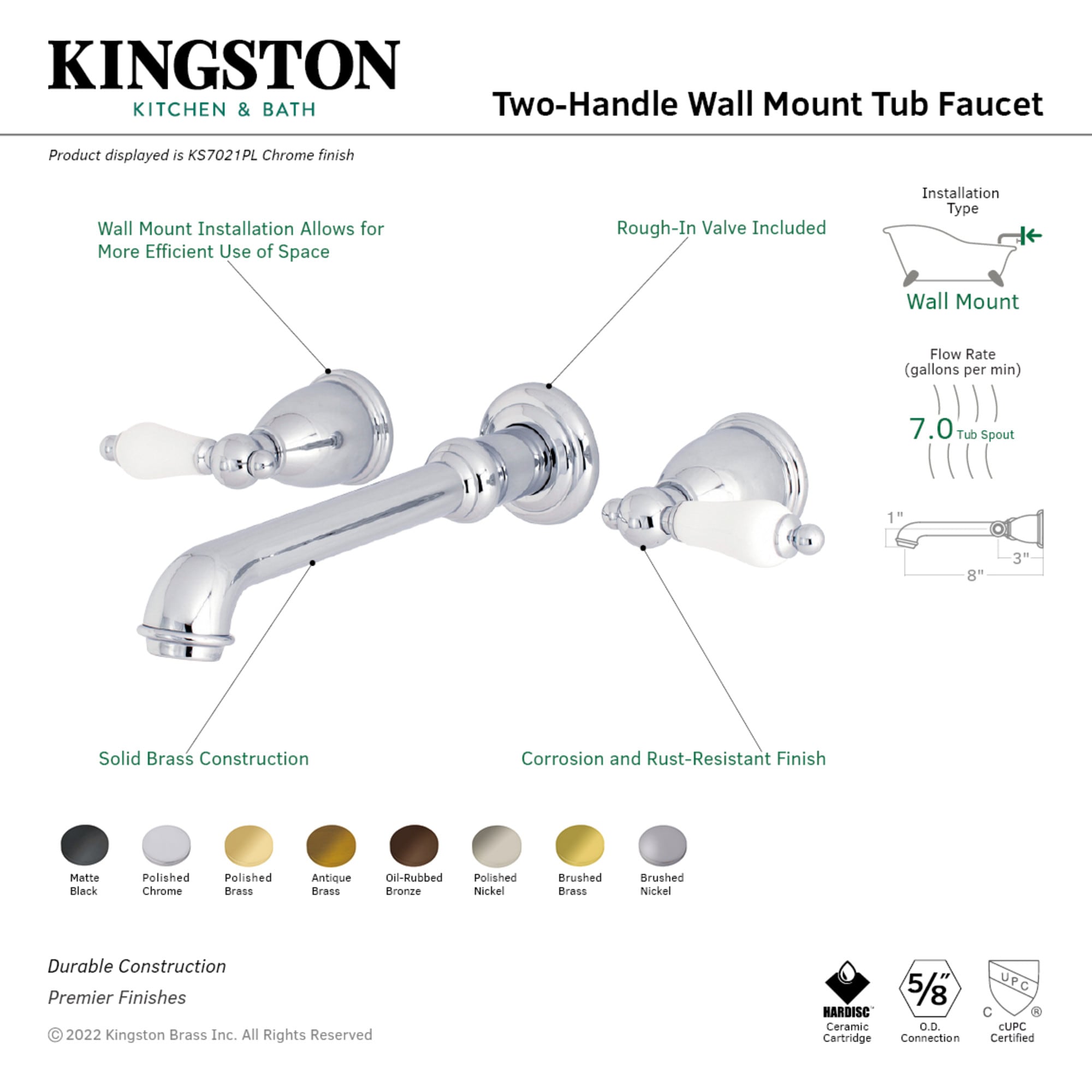 Kingston Brass WLKS7025PL Roman-Tub-Faucets - View #2