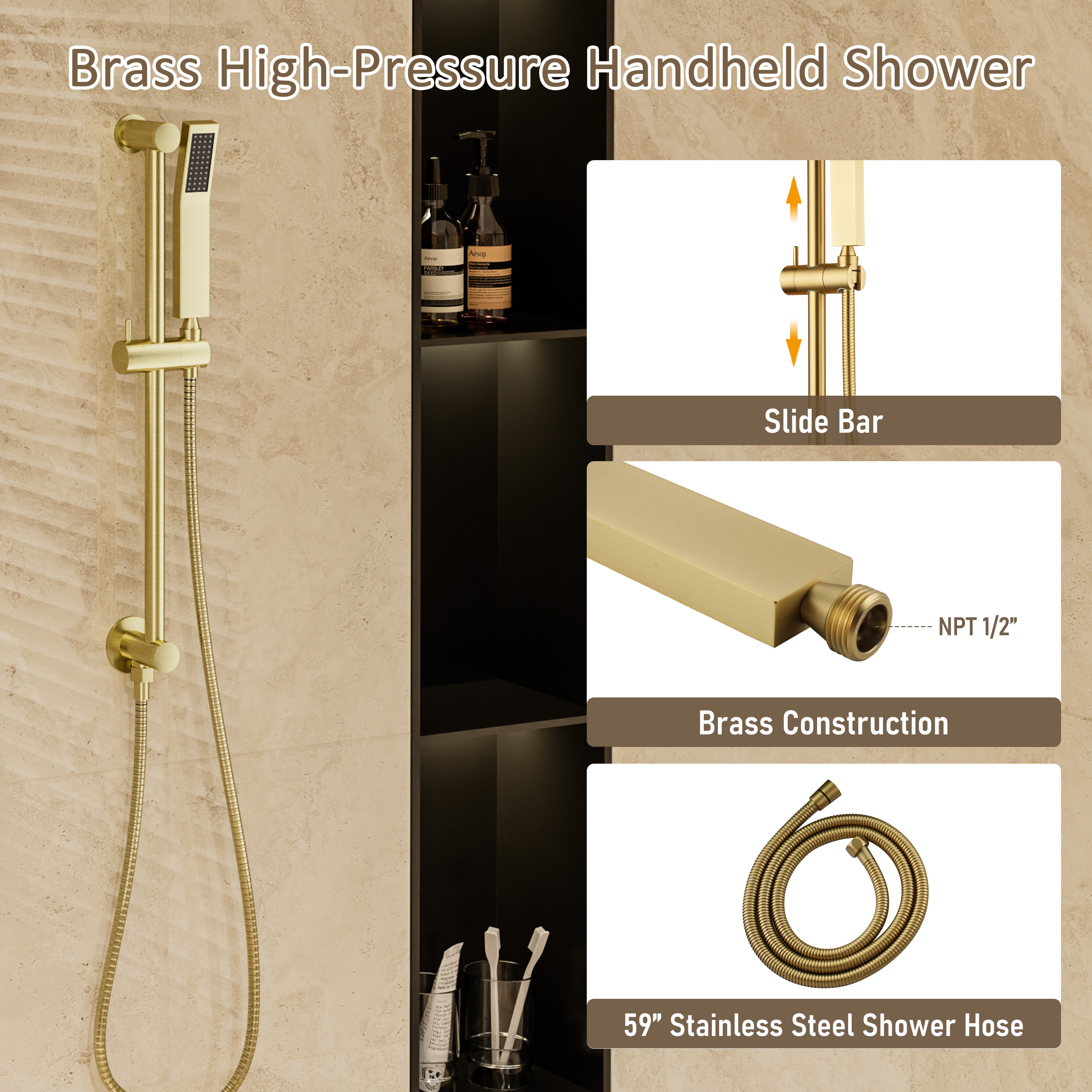 Mondawe WF-6368-20-BG Showerhead-Bar-Panels - View #7