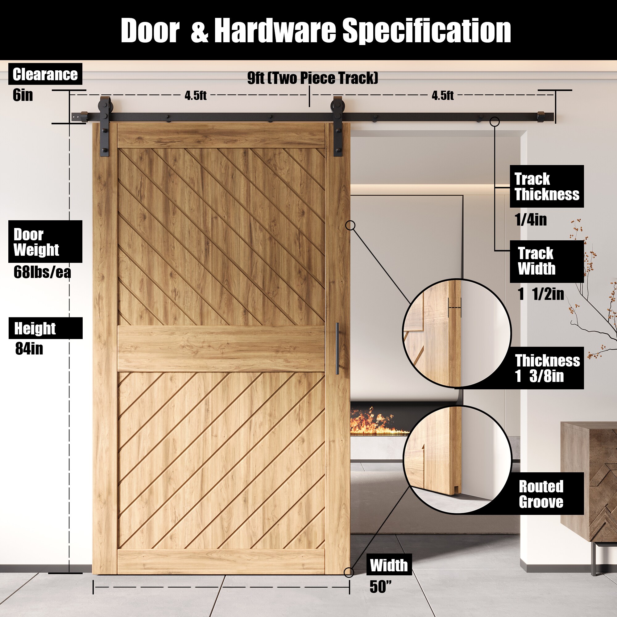 HOMACER YT1TGH108C-XT4-5084 Barn-Doors - View #2