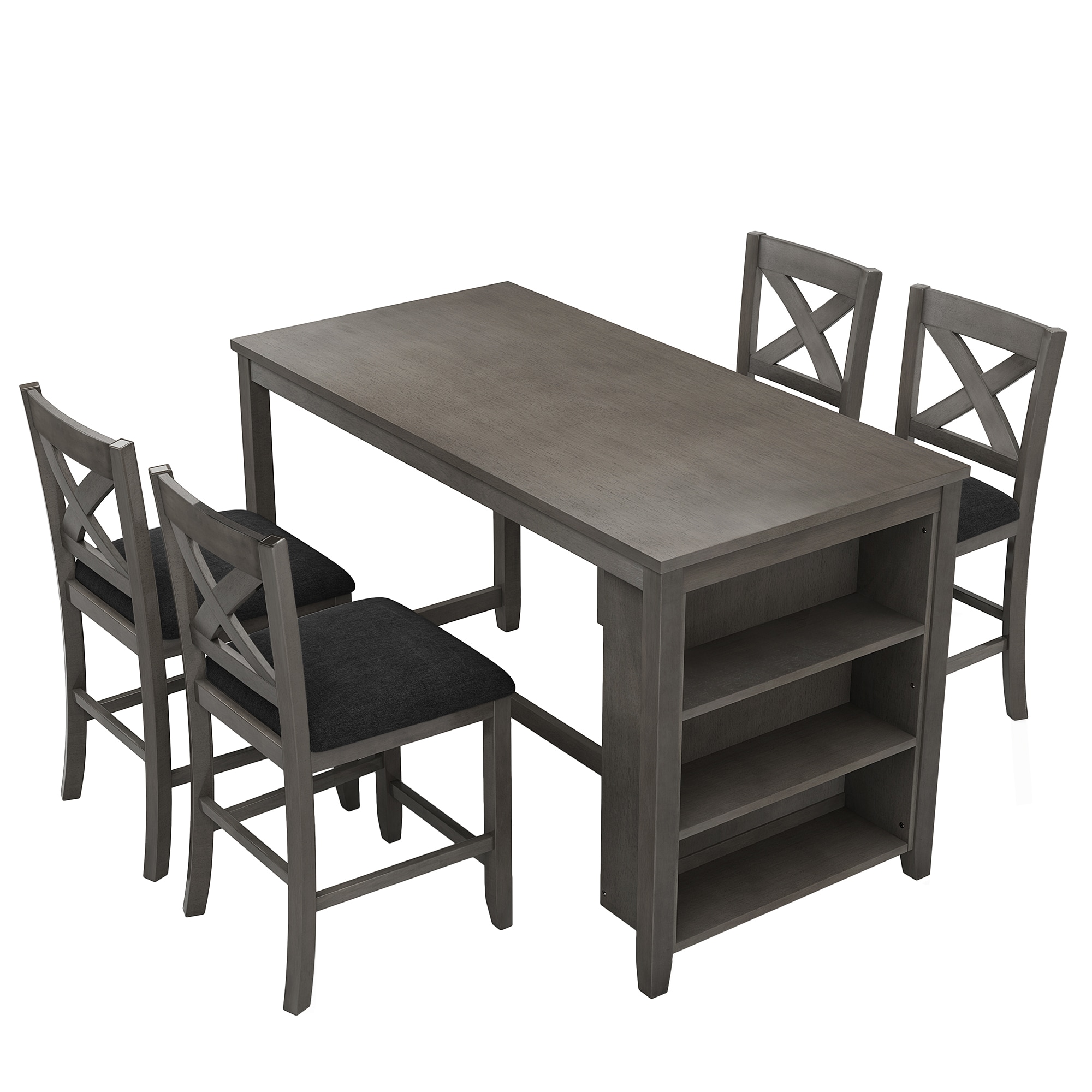 SINOFURN SYA010570GY Gray Rustic Dining Room Set with Rectangular Table ( Seats 4 )