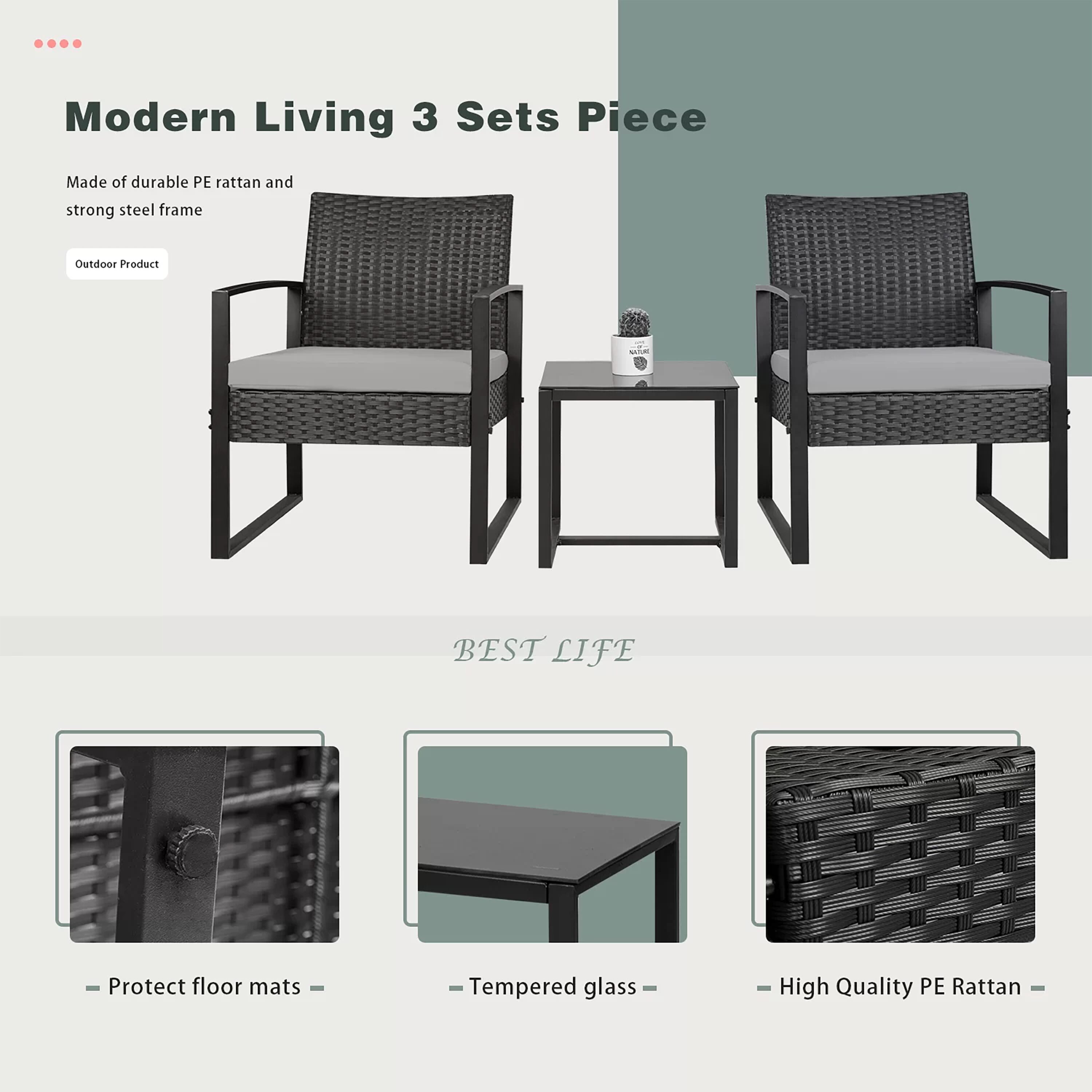 Vineego LS-LCRC813S40 Patio-Conversation-Sets - View #3