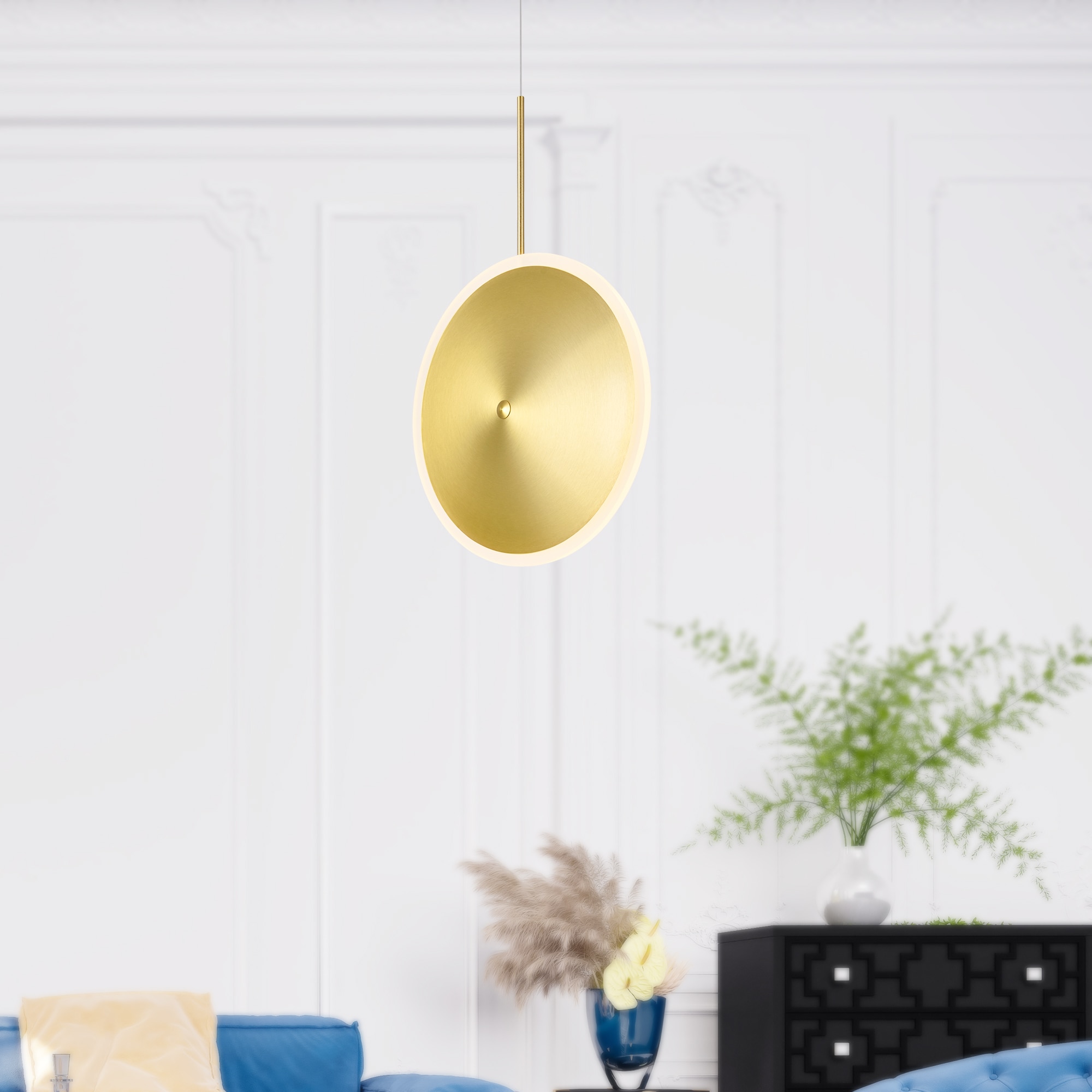 CWI Lighting 1204P12-1-625 Ovni 1 -Light Brass Modern/contemporary Geometric Integrated LED Medium Hanging Pendant light