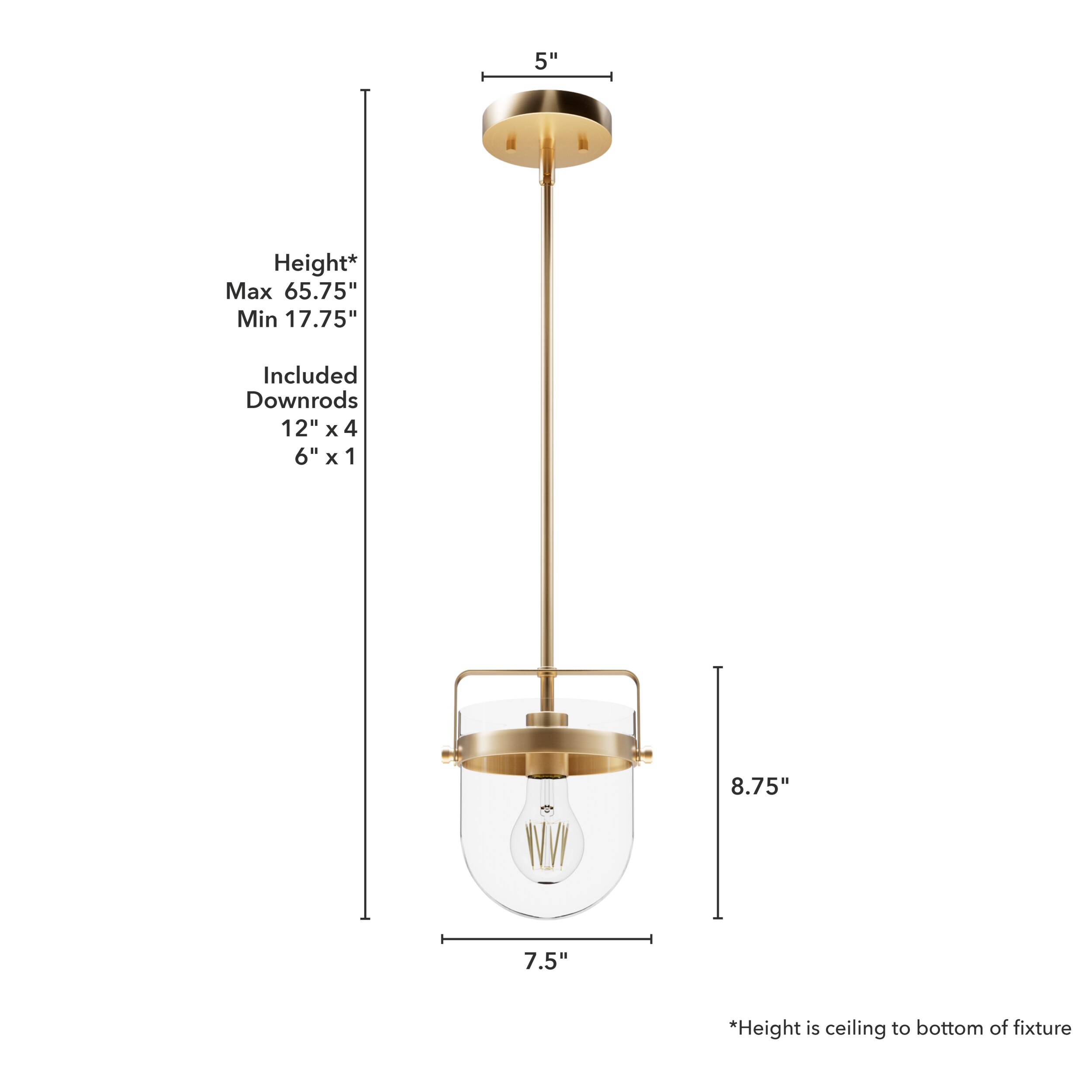 Hunter Karloff Alturas Gold Transitional Clear Glass Bell LED Mini ...