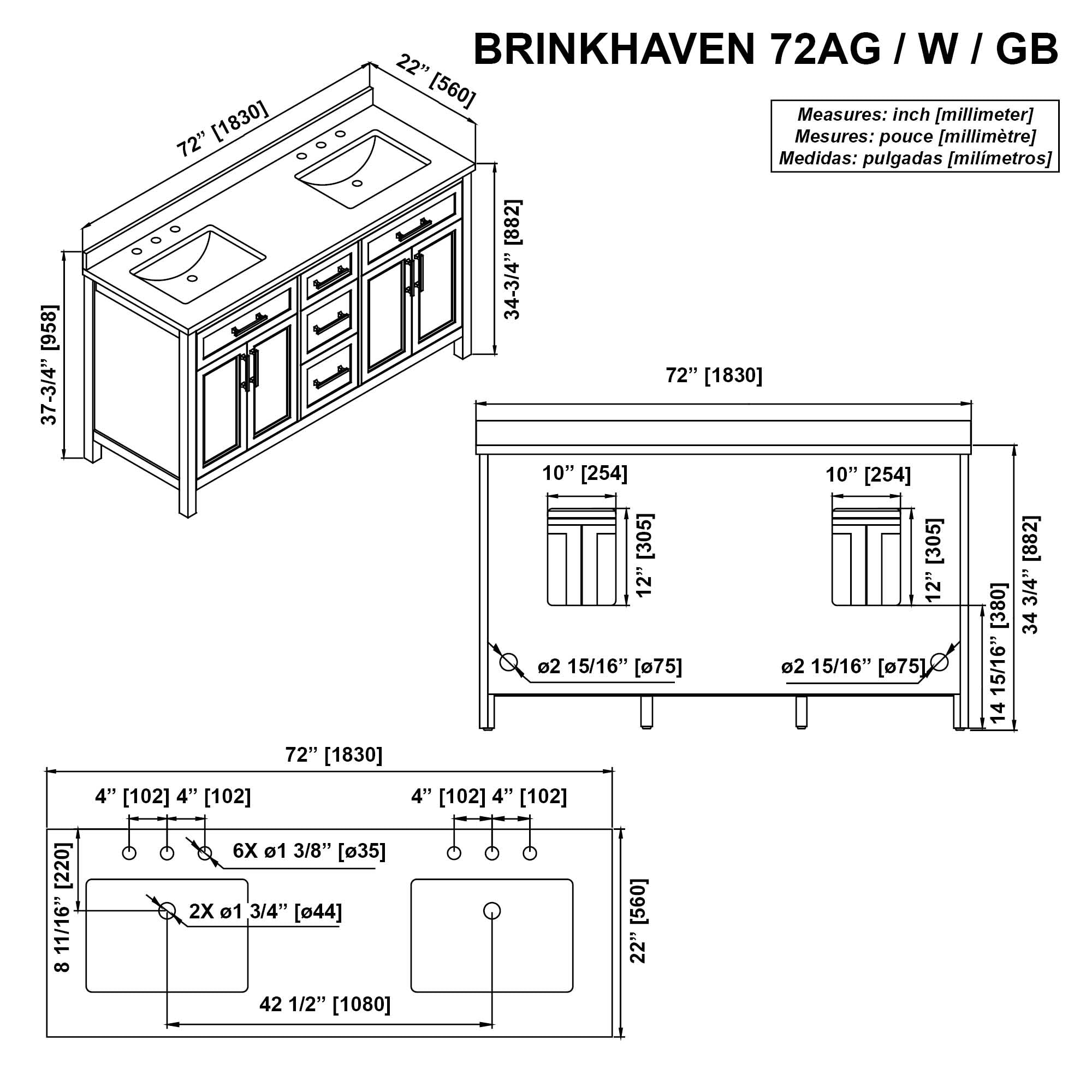 allen + roth BRINKHAVEN-72W Bath-Vanity-Combo - View #17
