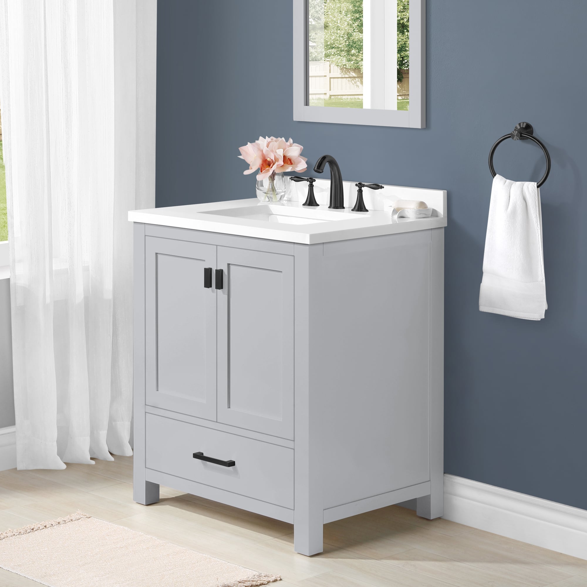 allen + roth Ronald 30-in Dove Gray Undermount Single Sink Bathroom ...