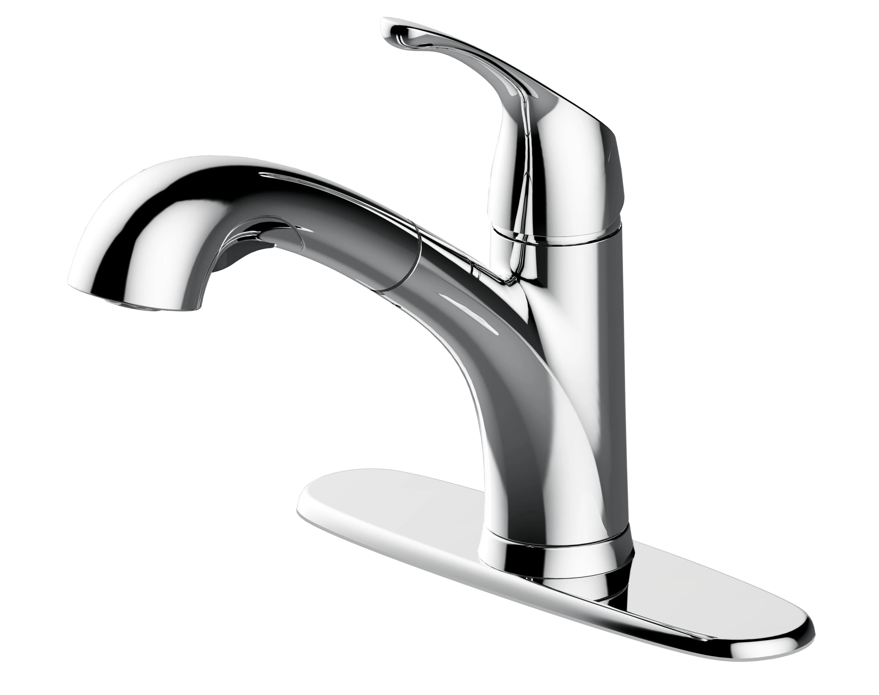 Project Source 67086W-1401 EVERFIELD Polished Chrome Single Handle Deck-mount Pull-out Kitchen Faucet with Sprayer (Includes Deck Plate)