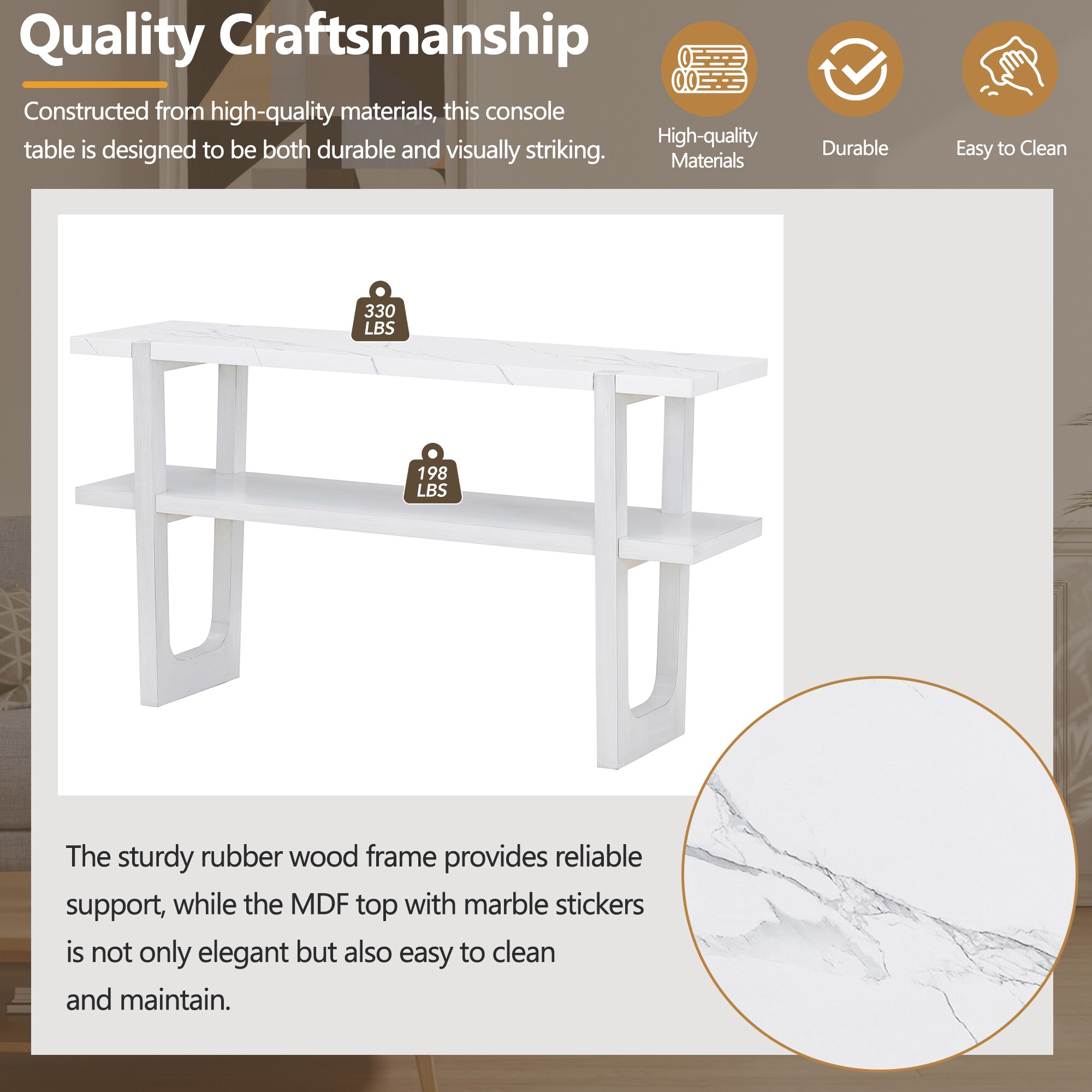 SINOFURN SYA330166WT Console-Sofa-Tables - View #6