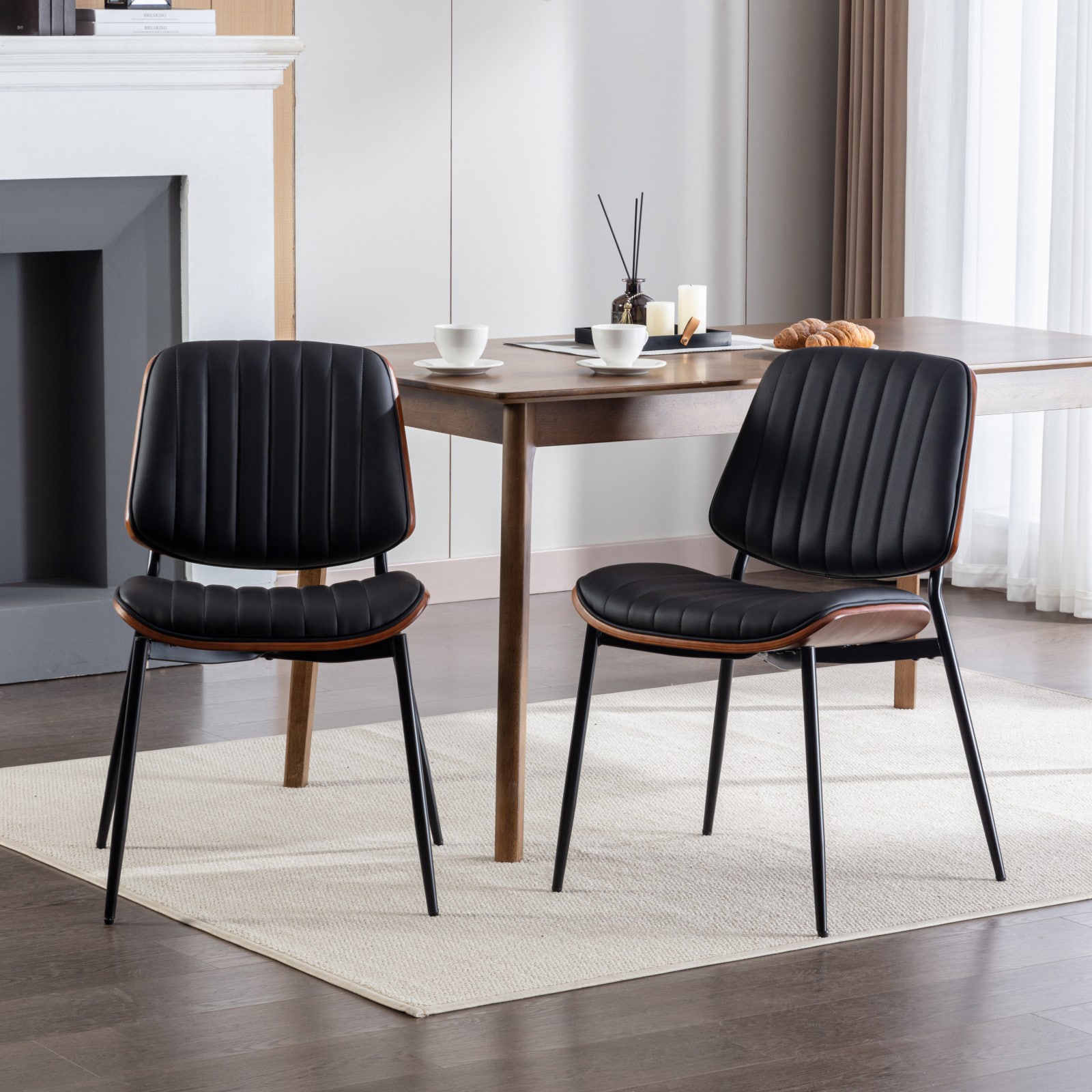 Hrinhom HC-N7016-BLACK PU Dining-Chairs - View #3