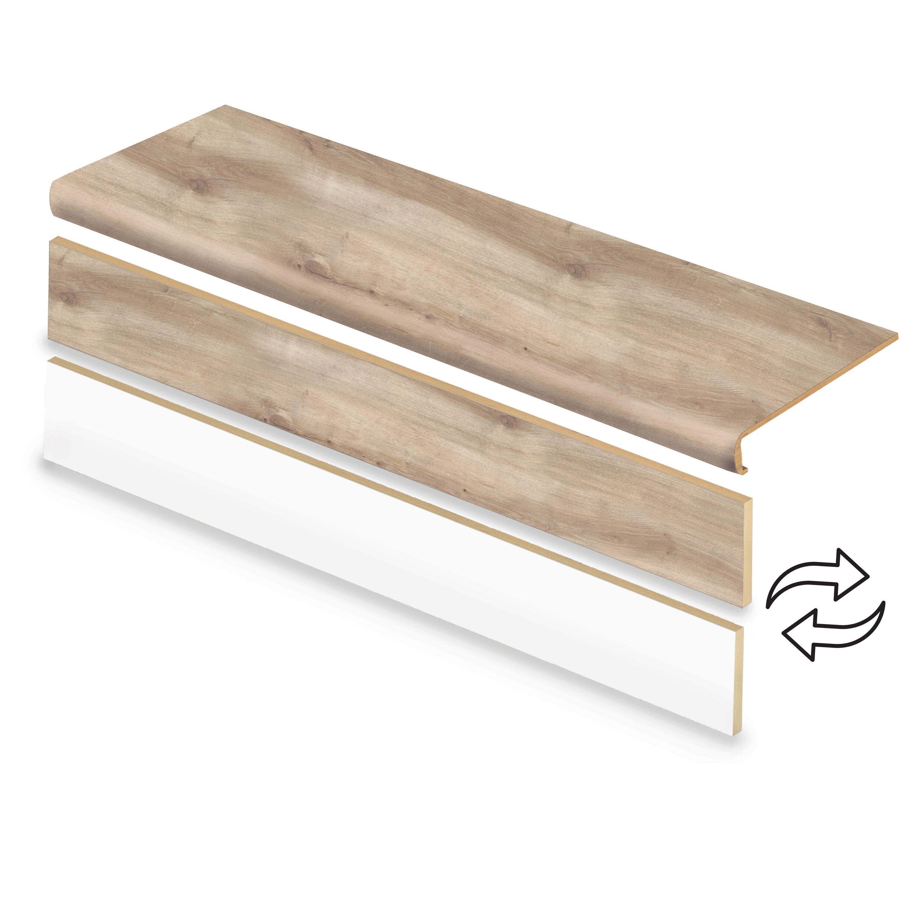 Zamma 20CA77157 Cap A Tread Stair Renewal System 47-in x 12.125-in x 2.1875-in Driftworn Oak Type 2 Kit with Reversible Riser Laminate Square edge Stair Tread