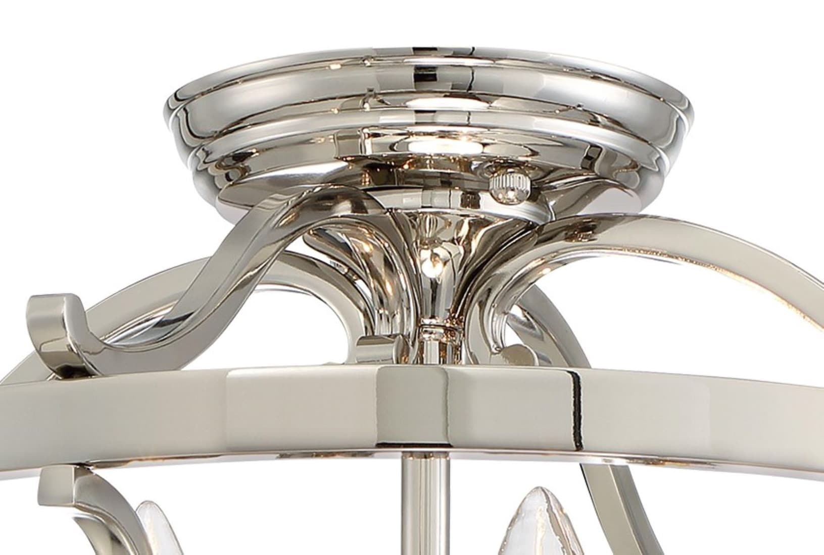 Elegant Polished Nickel 4-Light Semi-Flush Bowl Ceiling Fixture