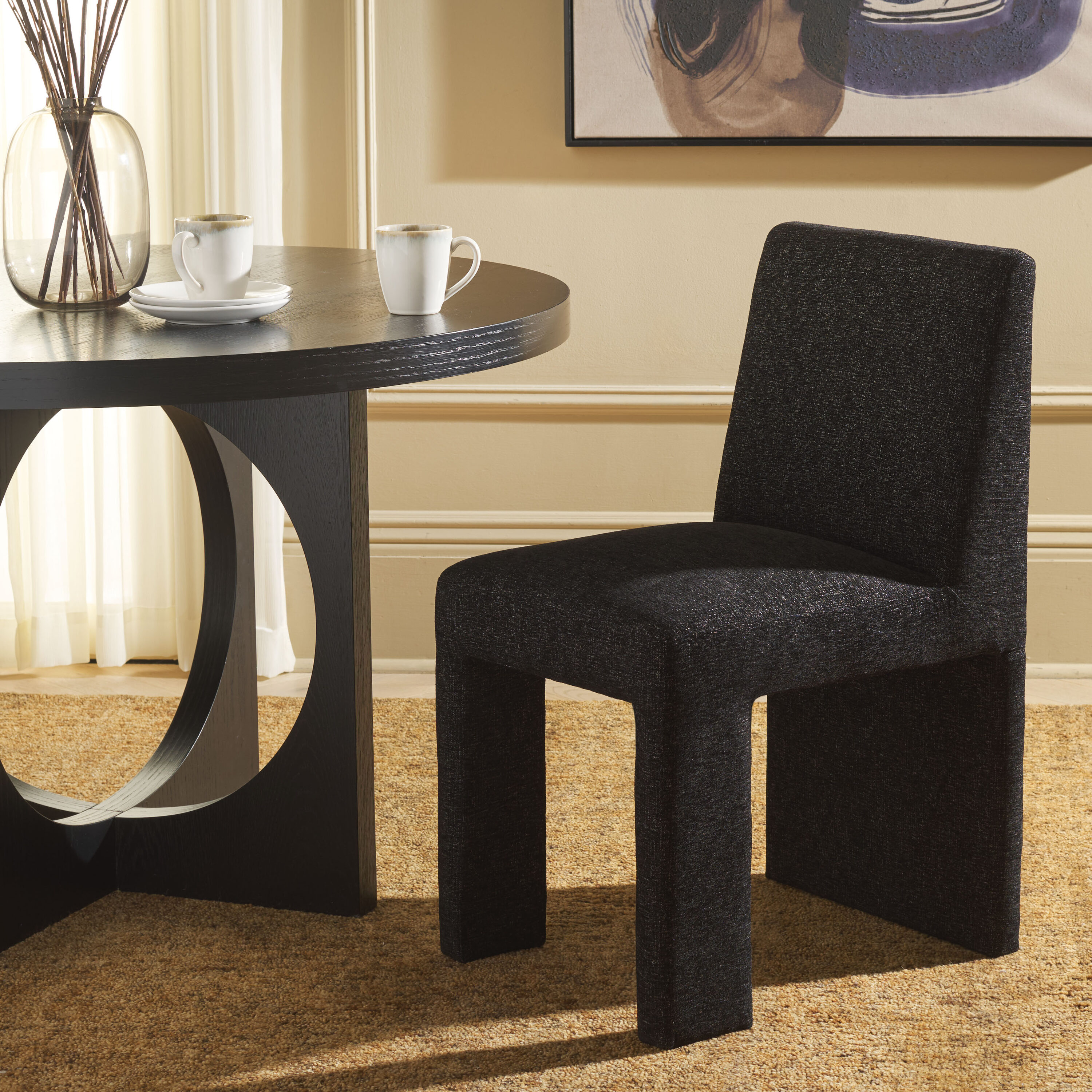 Safavieh Set of Zale Contemporary/Modern Polyester Upholstered Dining side chair ( Wood Frame )