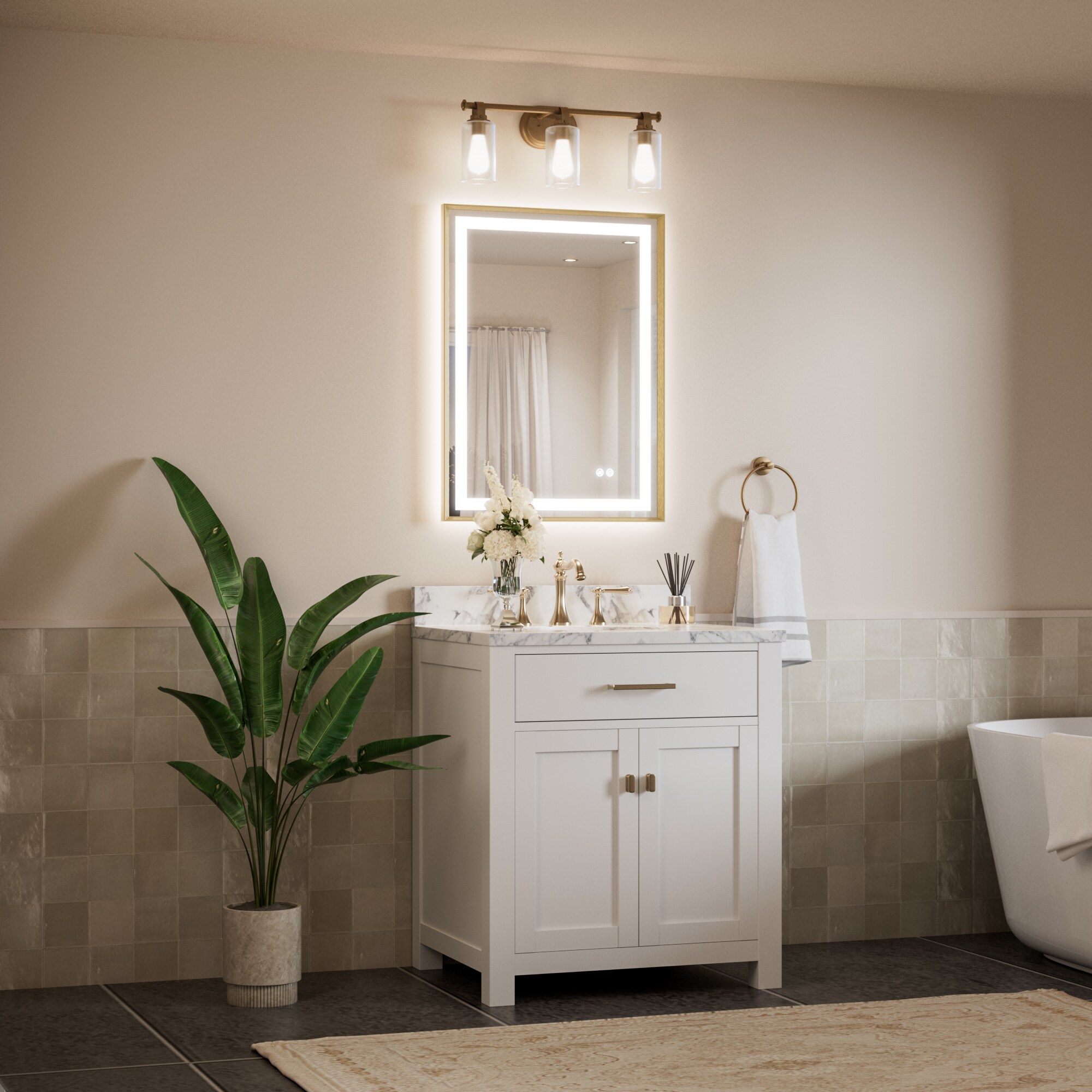 Keonjinn LW-BM66-6181-GD Framed-Bath-Mirrors - View #2