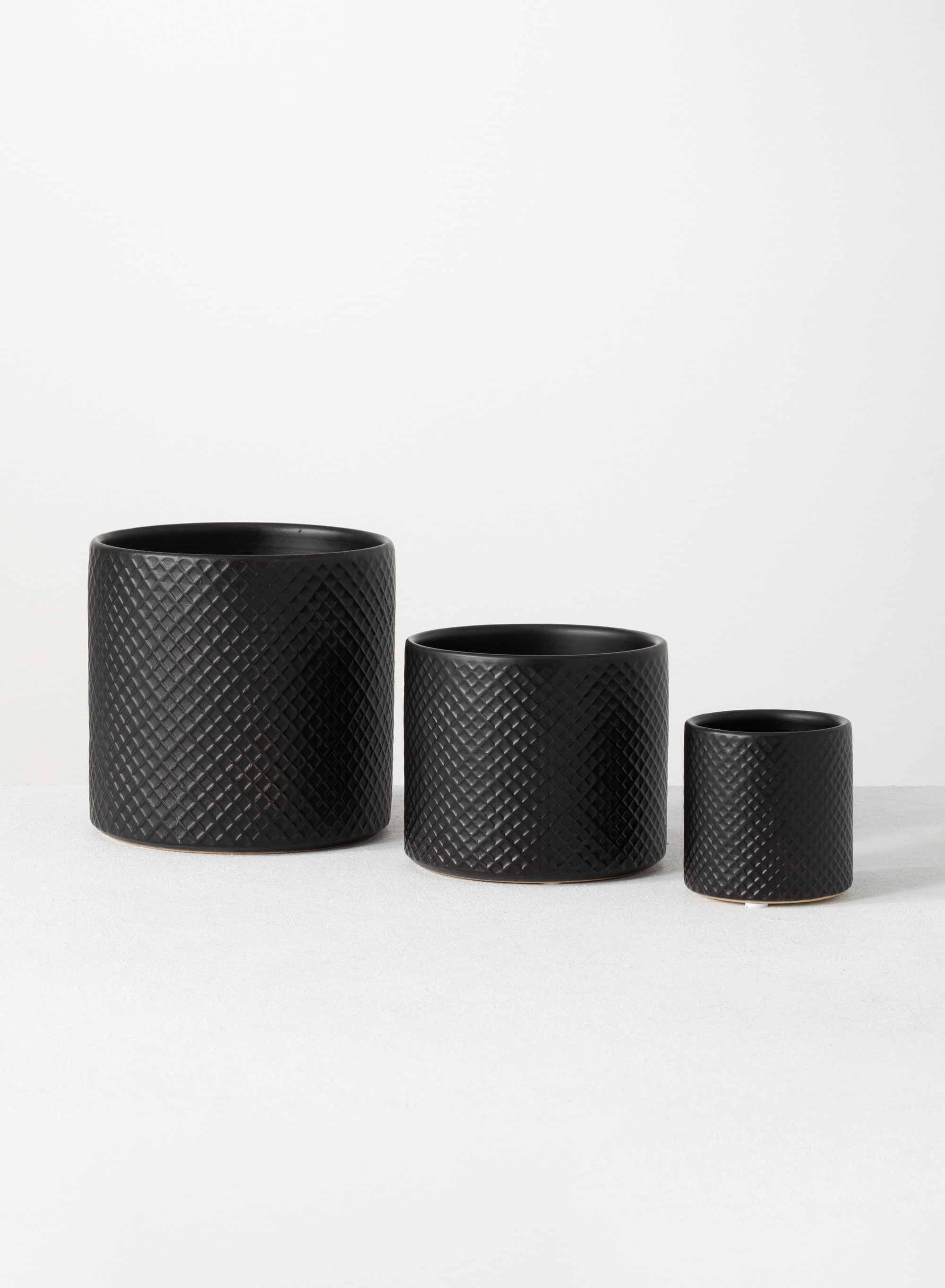 Sullivans CM2939 3 -Pack Round 5.5-in W x 5.75-in H x 5.5-in D Black Ceramic Indoor Planter
