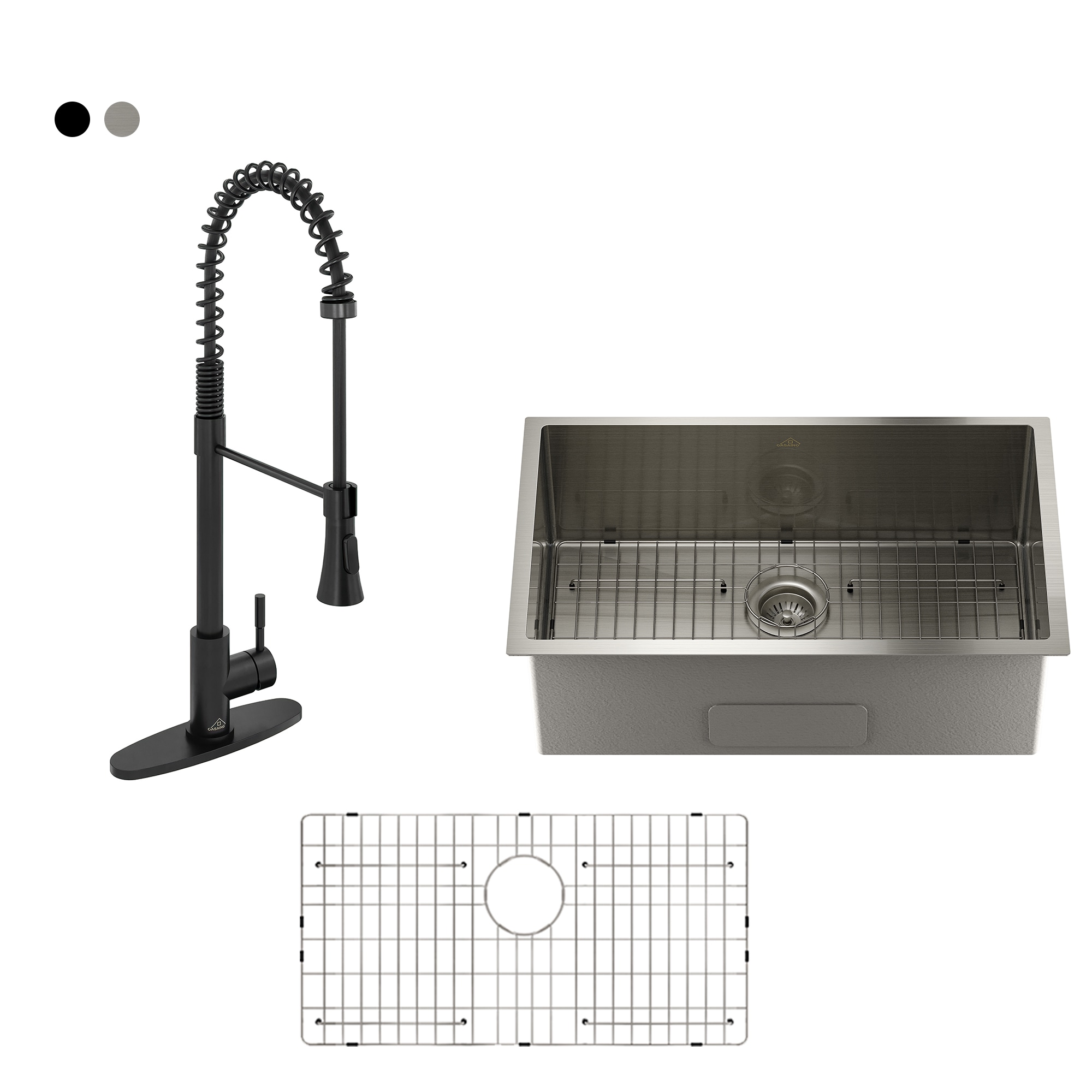CASAINC KCSL0010-US30MB Undermount 30-in x 18-in Stainless steel Single bowl 16 -Gauge Kitchen Sink All-in-One Kit