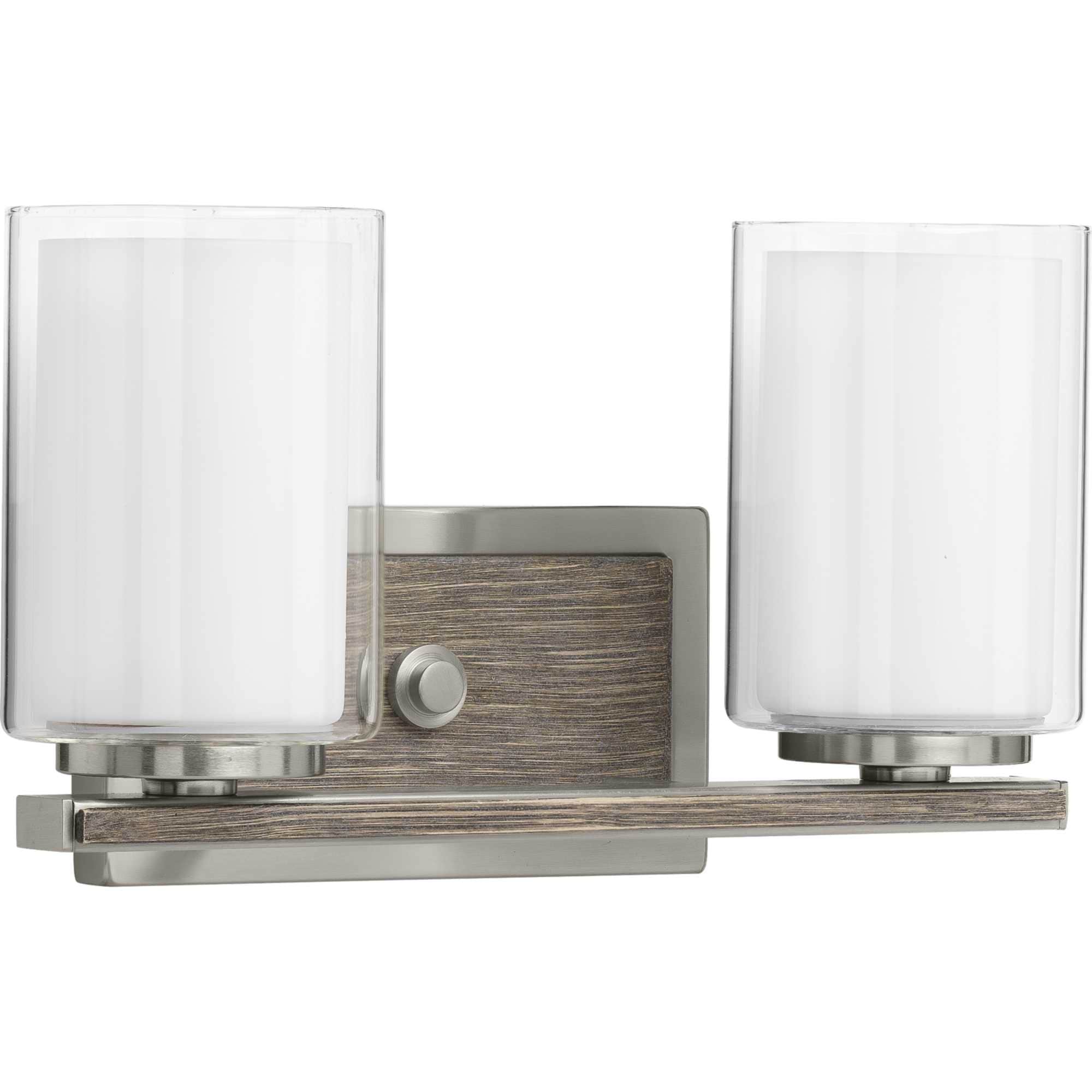 Progress Lighting P300216-009 Mast 13.87-in 2 -Light Brushed Nickel Farmhouse Vanity light