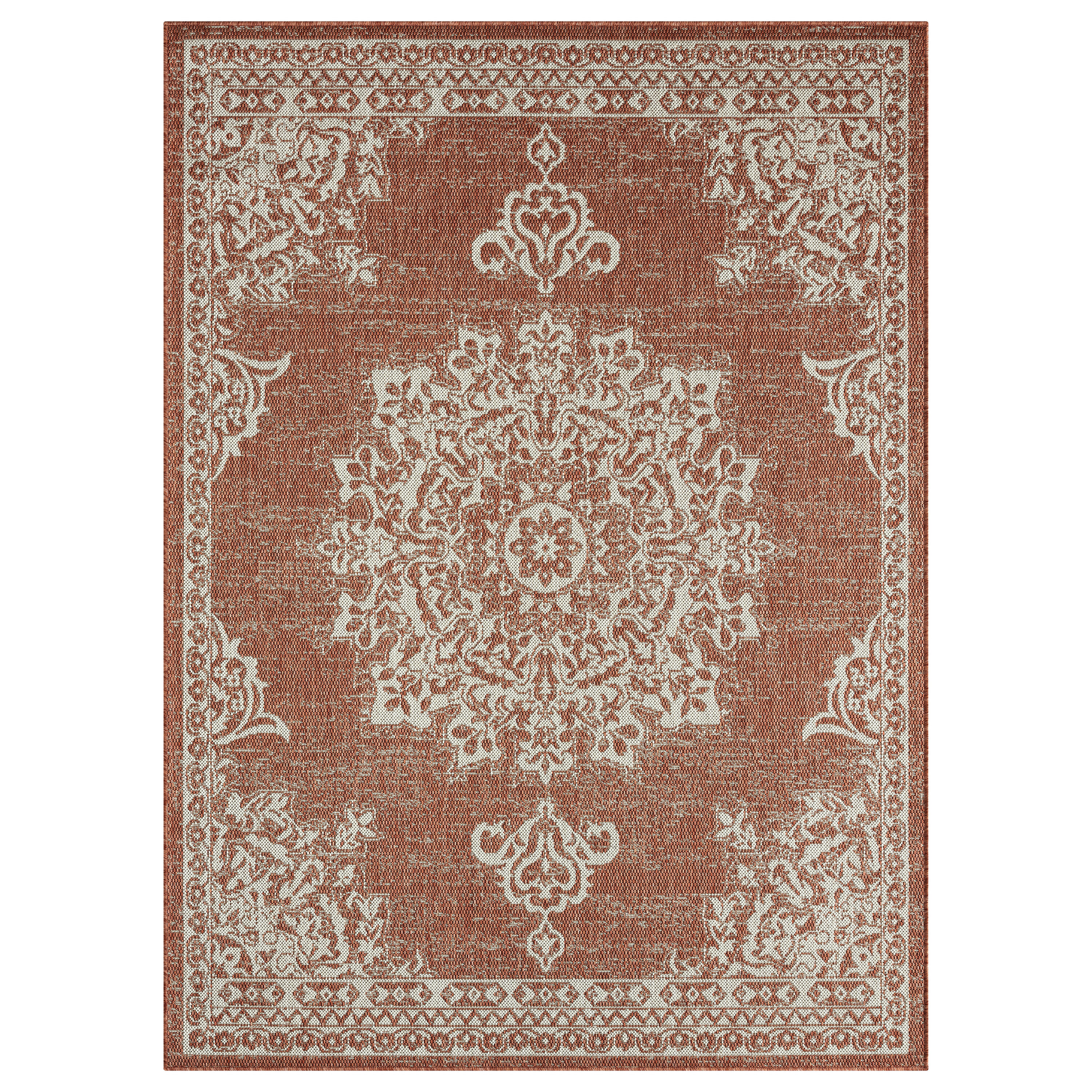 Nicole Miller 1-2652-209 8 x 10 (ft) Loomed Polypropylene Terracotta Rectangular Indoor/Outdoor Medallion Area rug