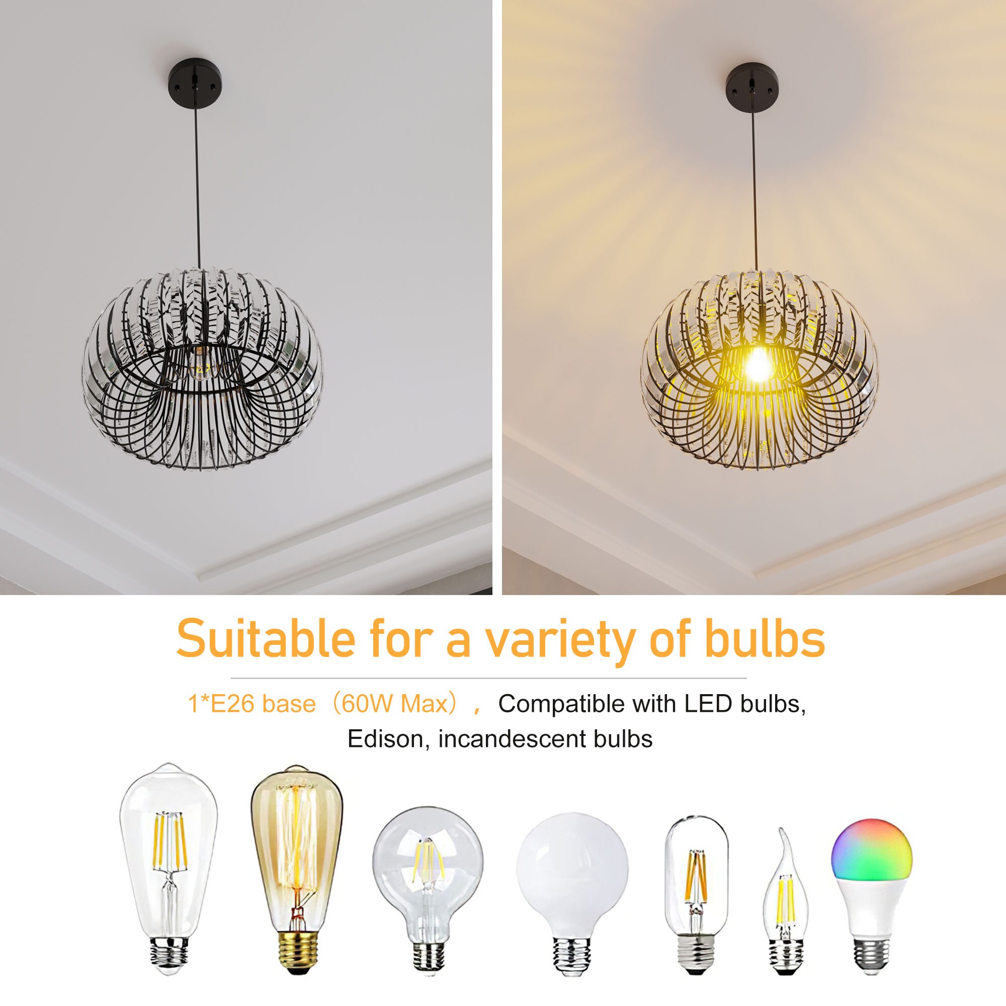 Zeus & Ruta Chandeliers 1-Light Black Industrial Plug-in/hardwired Led ...