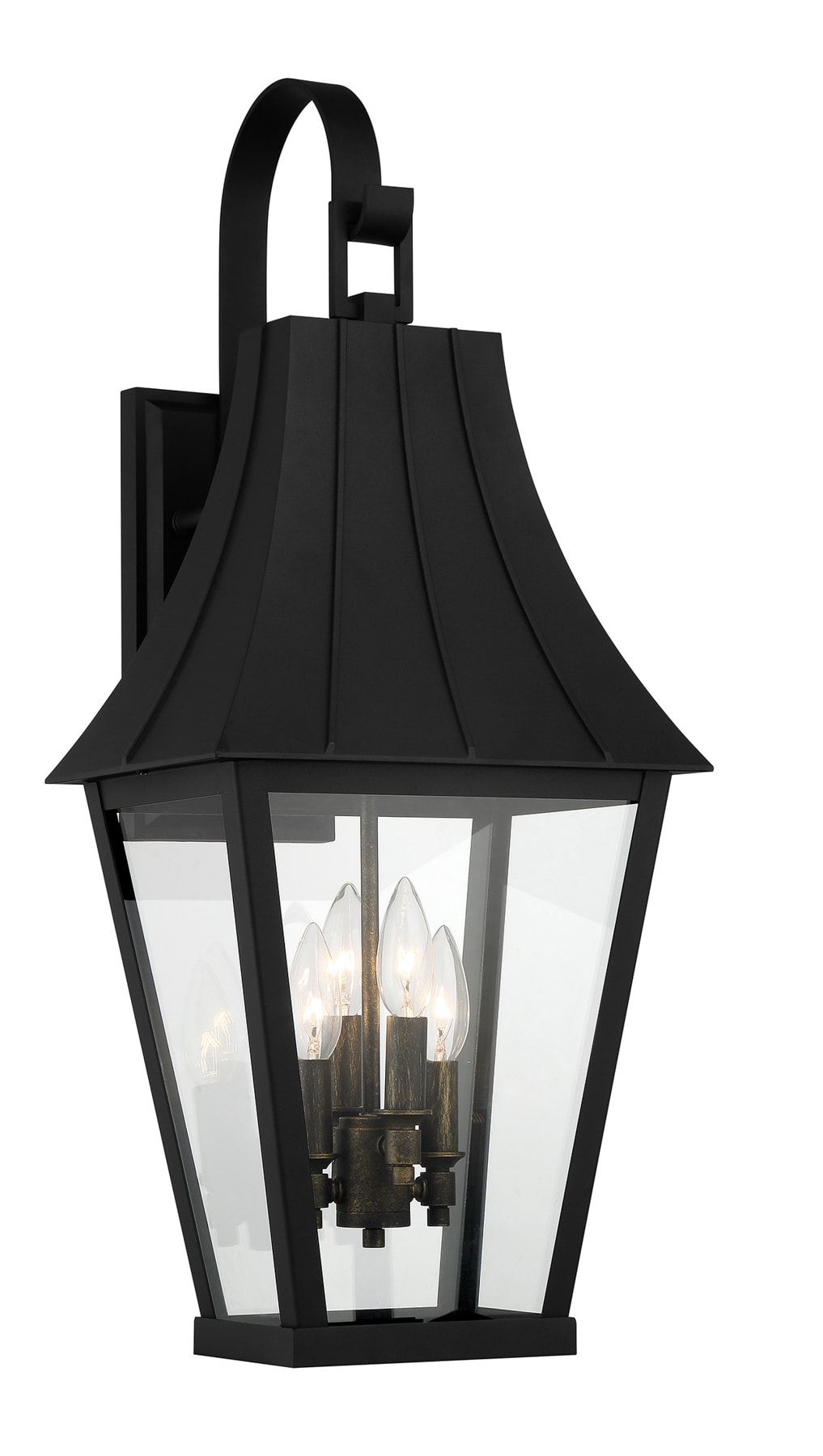 Black and Gold Glass 4-Light Dimmable Sconce