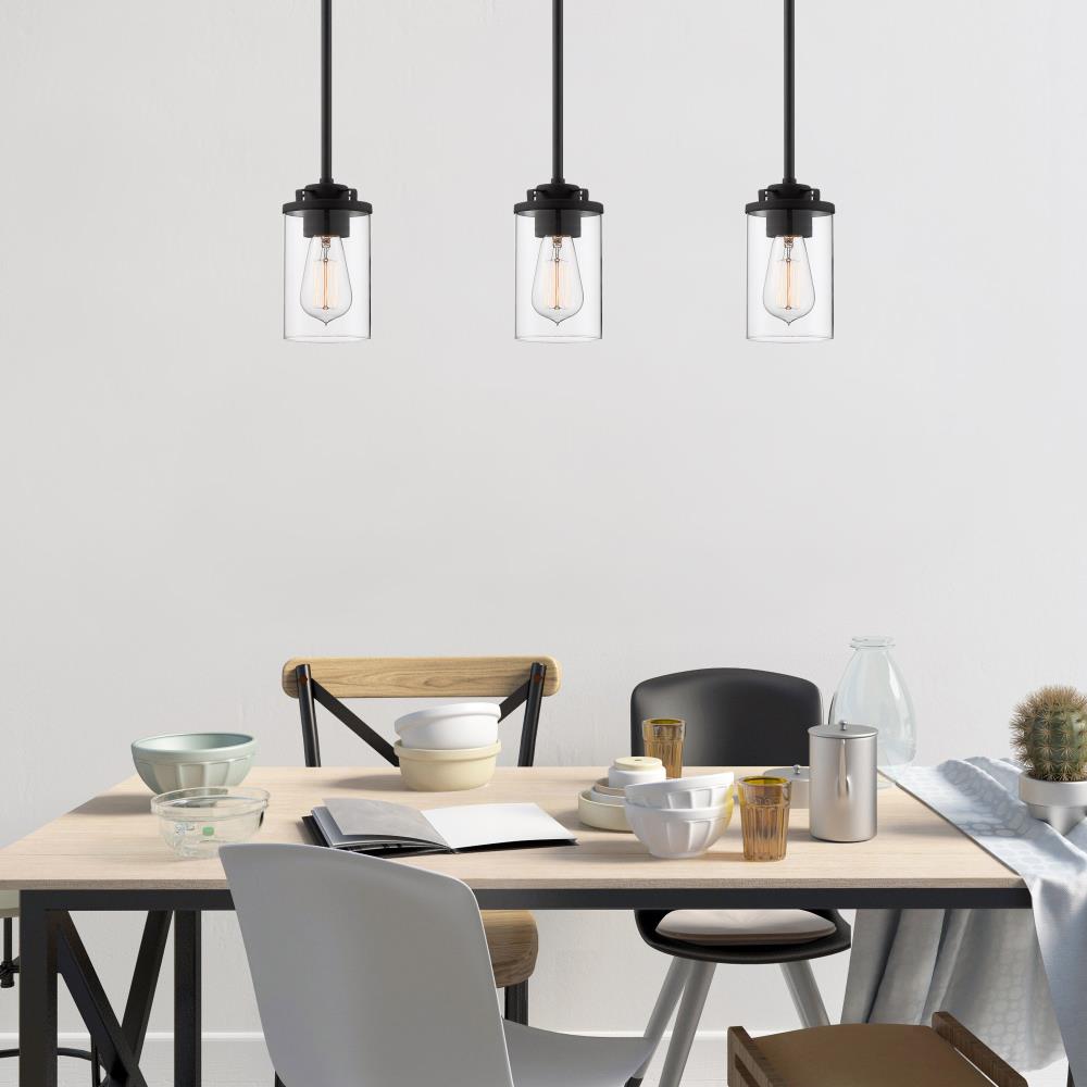 Jedrek Mini-Pendant in Black with Clear Glass Shade for Indoor/Outdoor