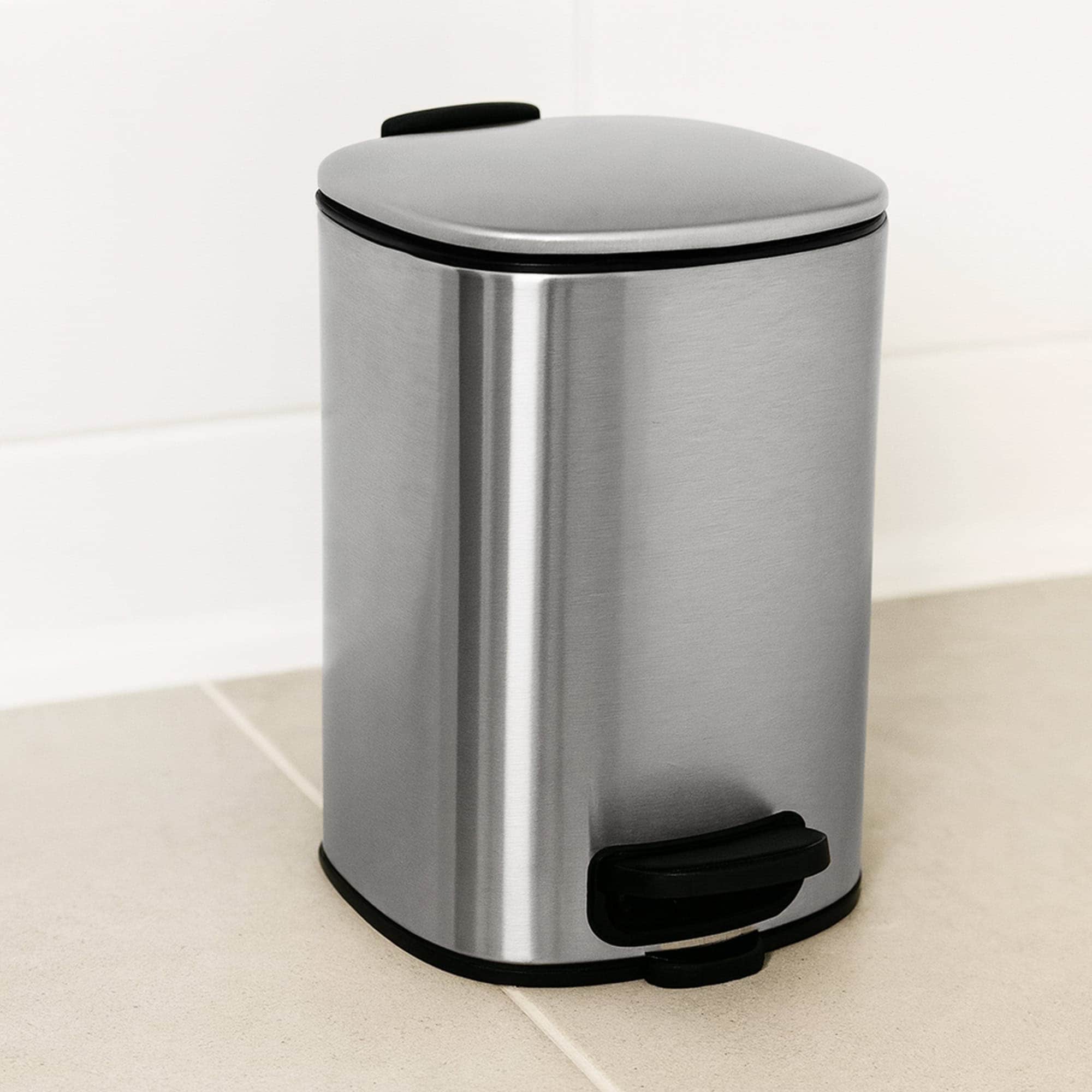 EVIDECO FRENCH HOME GOODS - Stylish Chrome Metal Trash Can with Silent Soft Close Lid Large 5L - ...