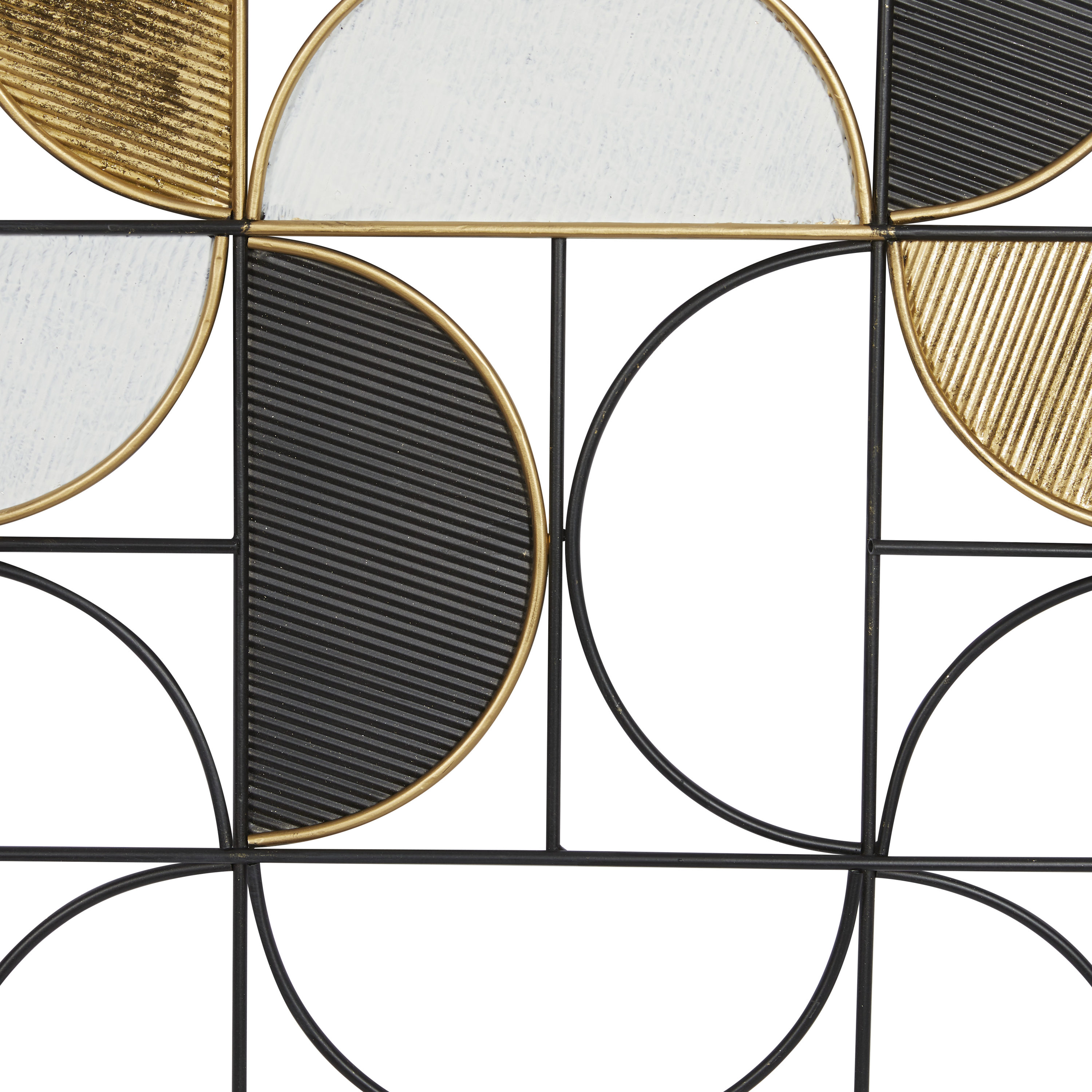 Black and Gold Geometric Half Moon Metal Wall Art