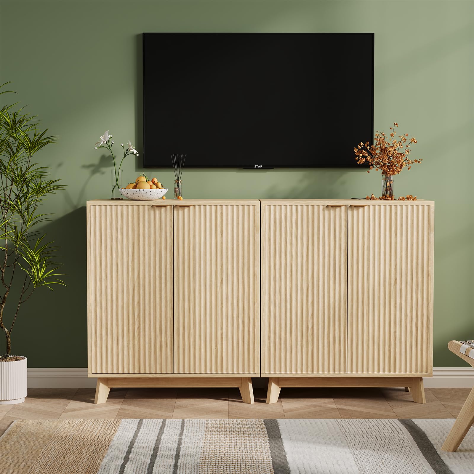 IdealHouse Modern wooden sideboards with doors and adjustable shelves ...