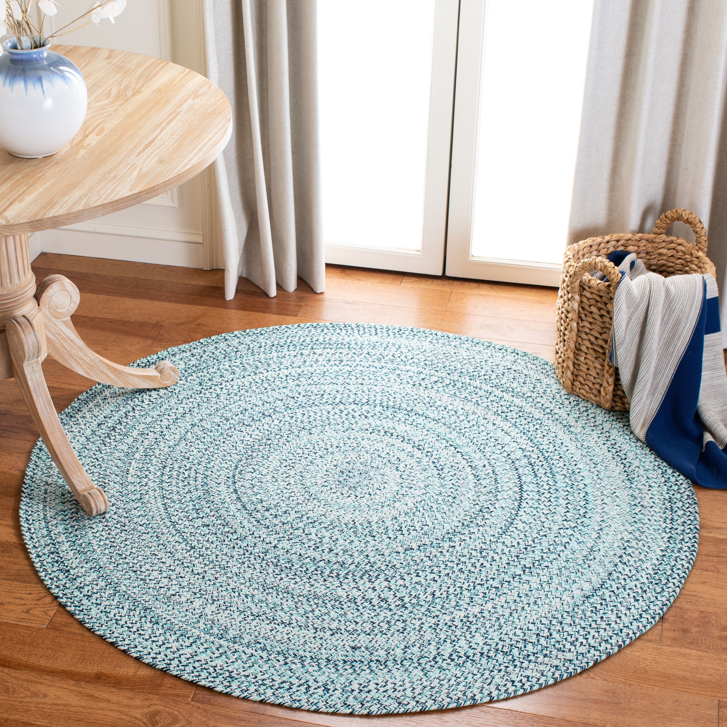 Safavieh Braided Madeleine 4 X 4 (ft) Aqua/Ivory Round Indoor