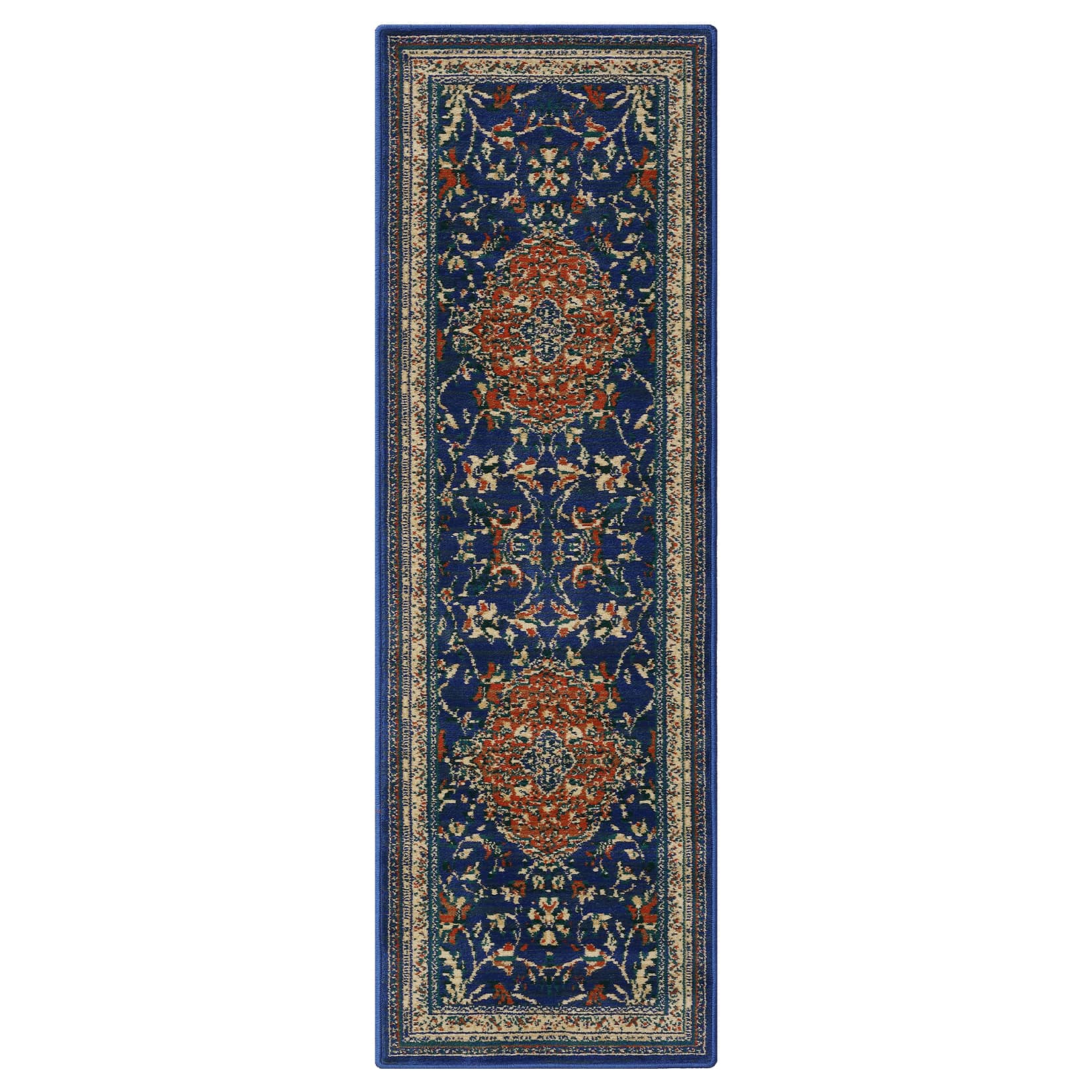 Qeetex JXNAG-PHO-0Z5EGBCG 2x6 FT Area Rugs Boho Chic Medallion Distressed Design Stain Resistant Rugs for Living Room Bedroom Washable Rug Ultra Soft Area Rug-Blue