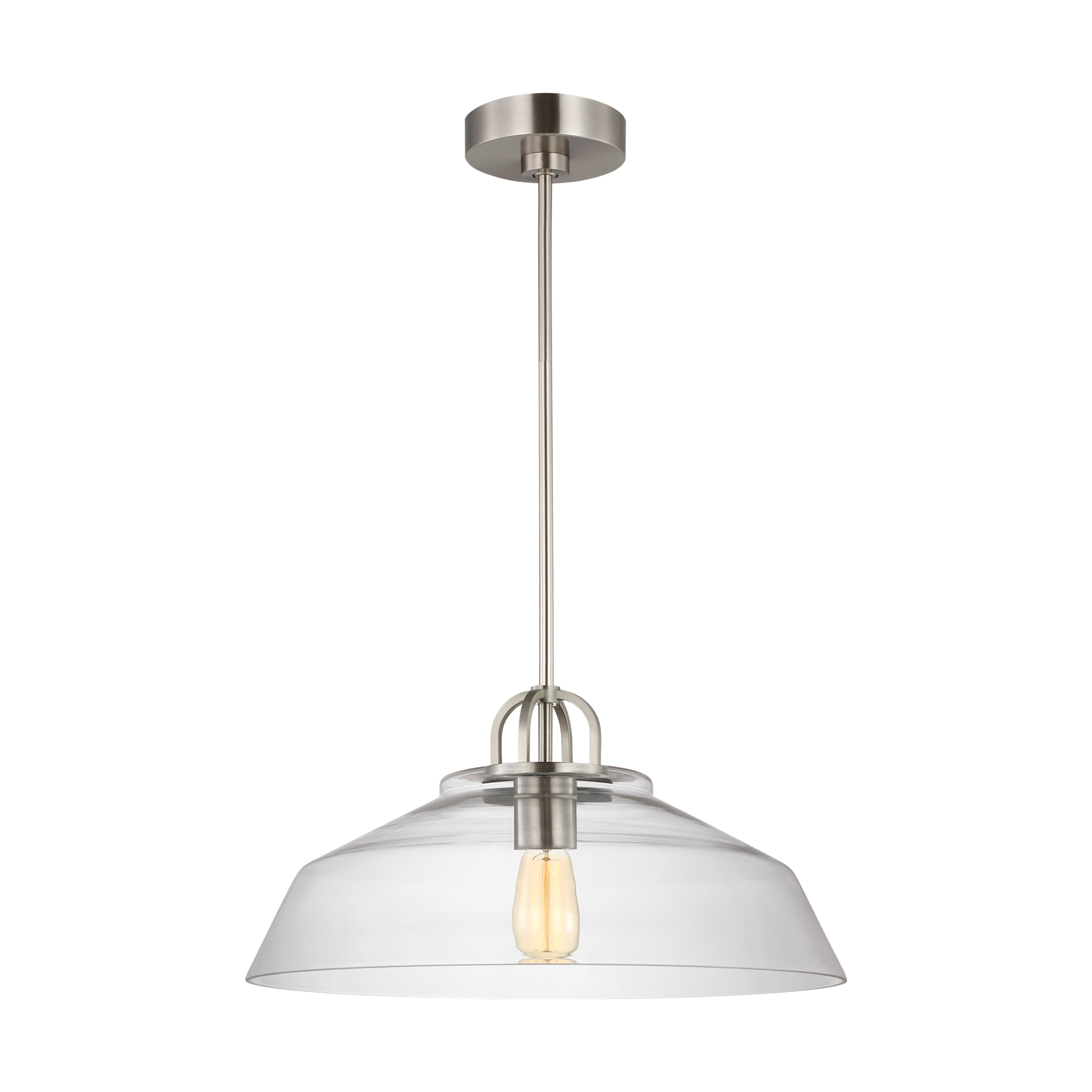 Scott Living DJP1131BS Payton Brushed Steel Transitional Clear glass Geometric Medium Hanging Pendant light